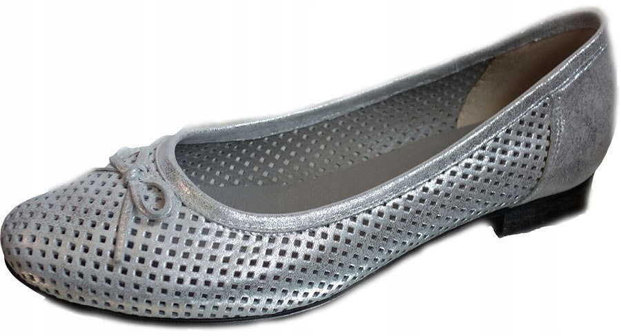 

Skórzane Baletki srebrne tęgość H 9694 nr 43