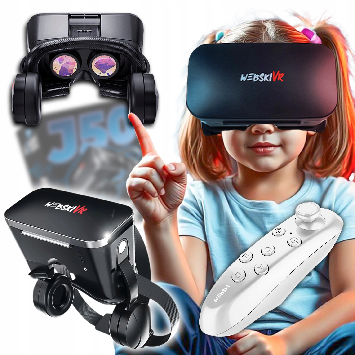 Bezdrátové Brýle Vr Bluetooth Pro Telefon S Filmovými Hrami 360 Dálkové Ovládání