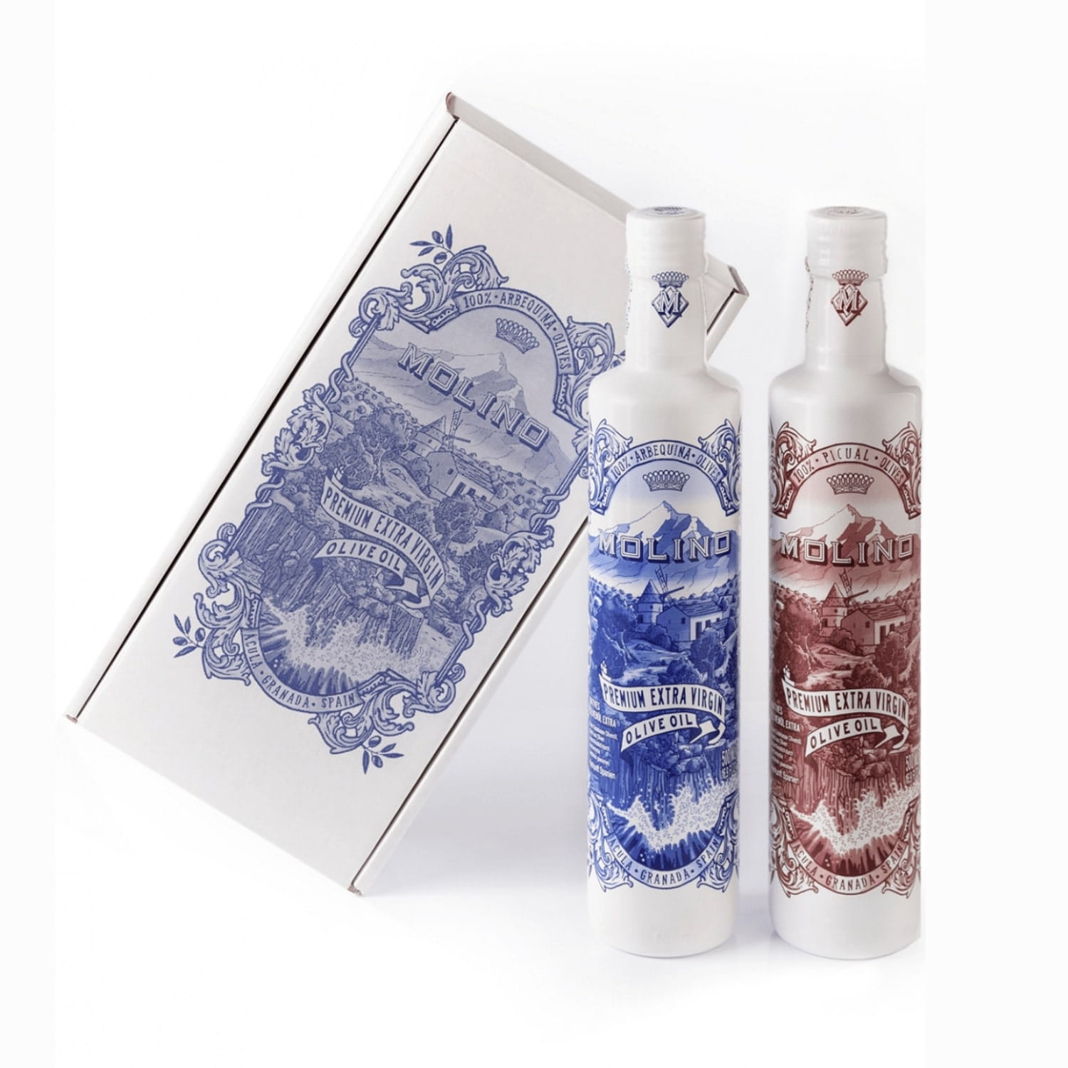 Zestaw Hiszpańskich Oliw Premium Molino Arbequina i Picual 2x500ml