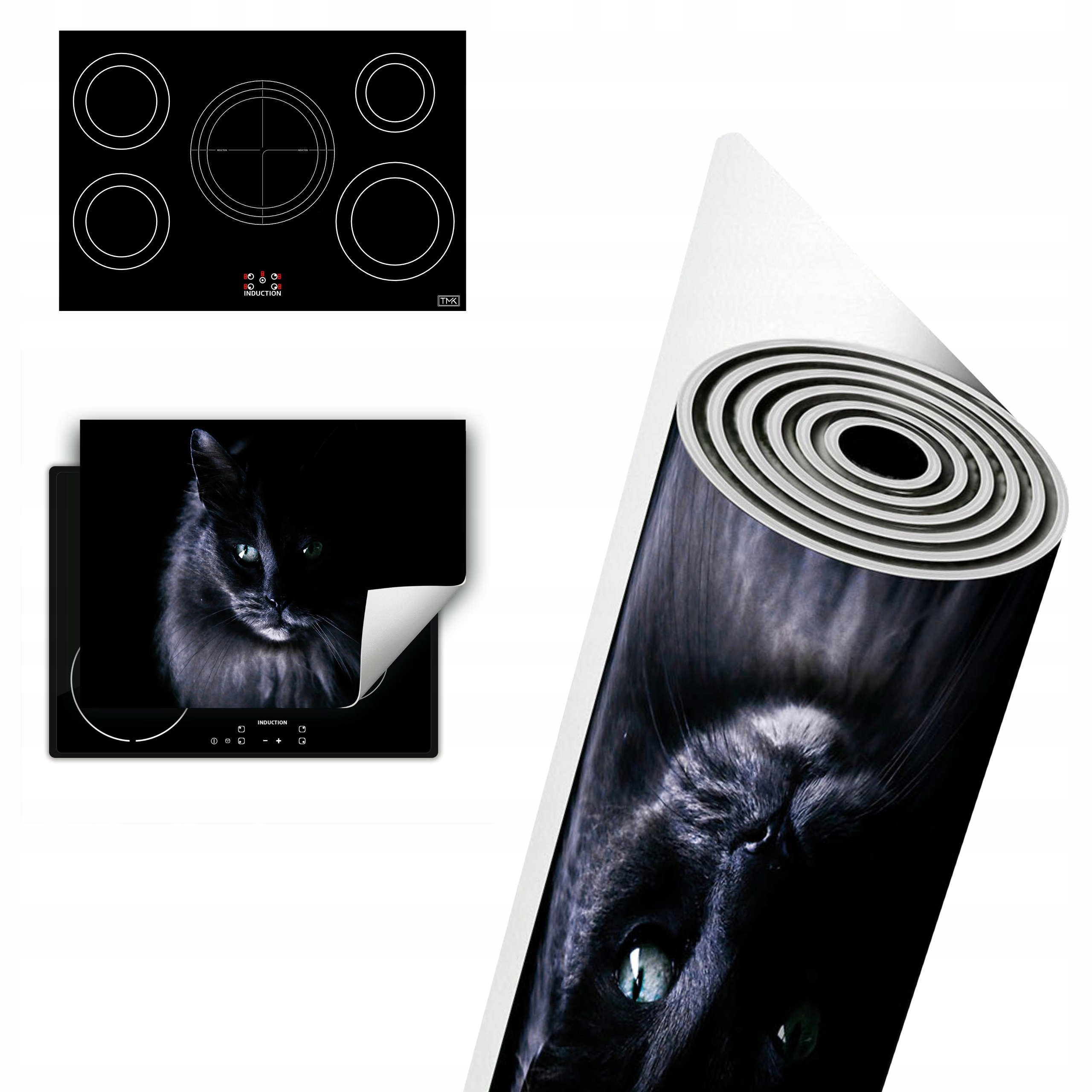 Vinylová Ochranná Deska Na Indukci 80x52 černá kočka