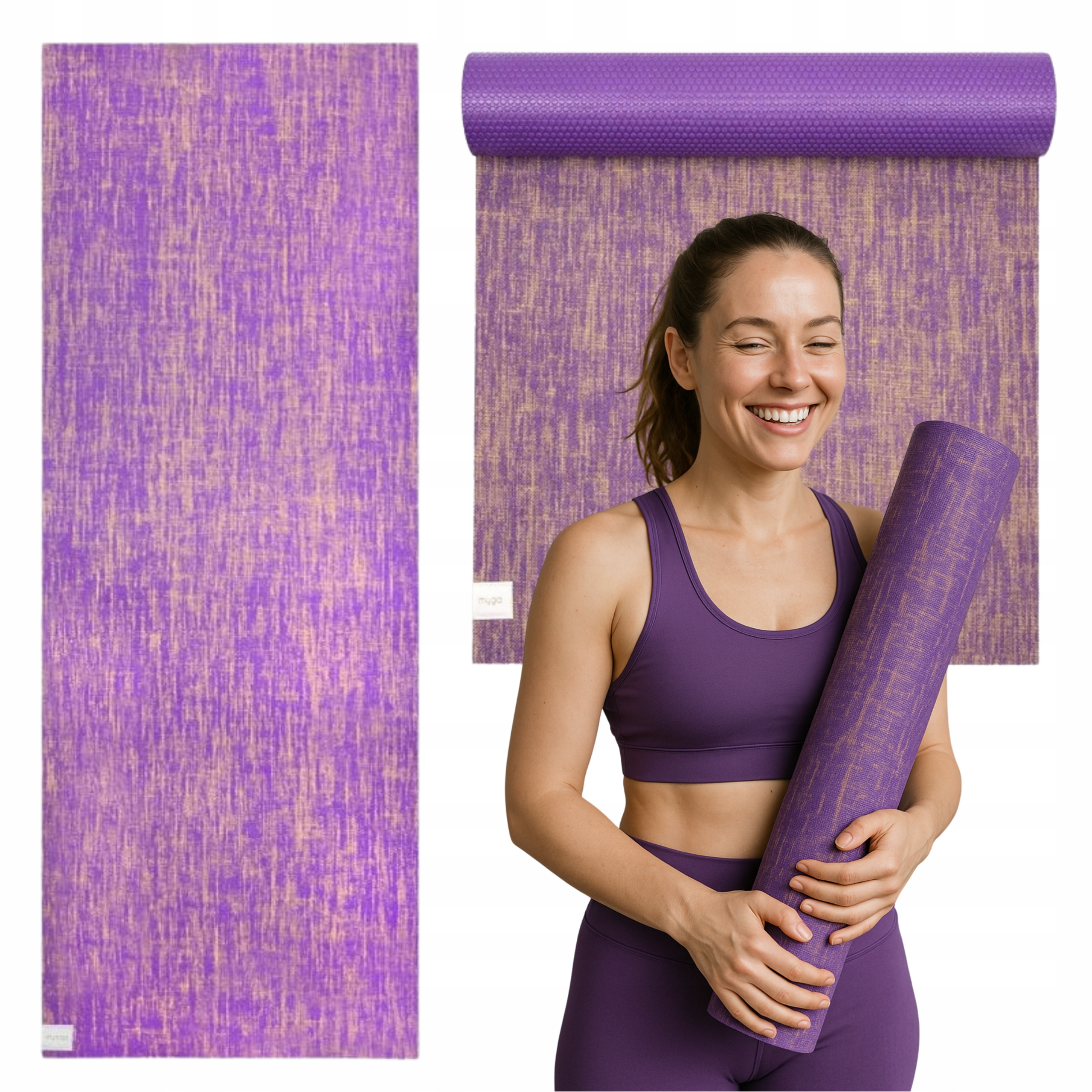 Mata do ćwiczeń jogi myga Jute 5 mm 100% naturalna oddychająca antypoślizgo