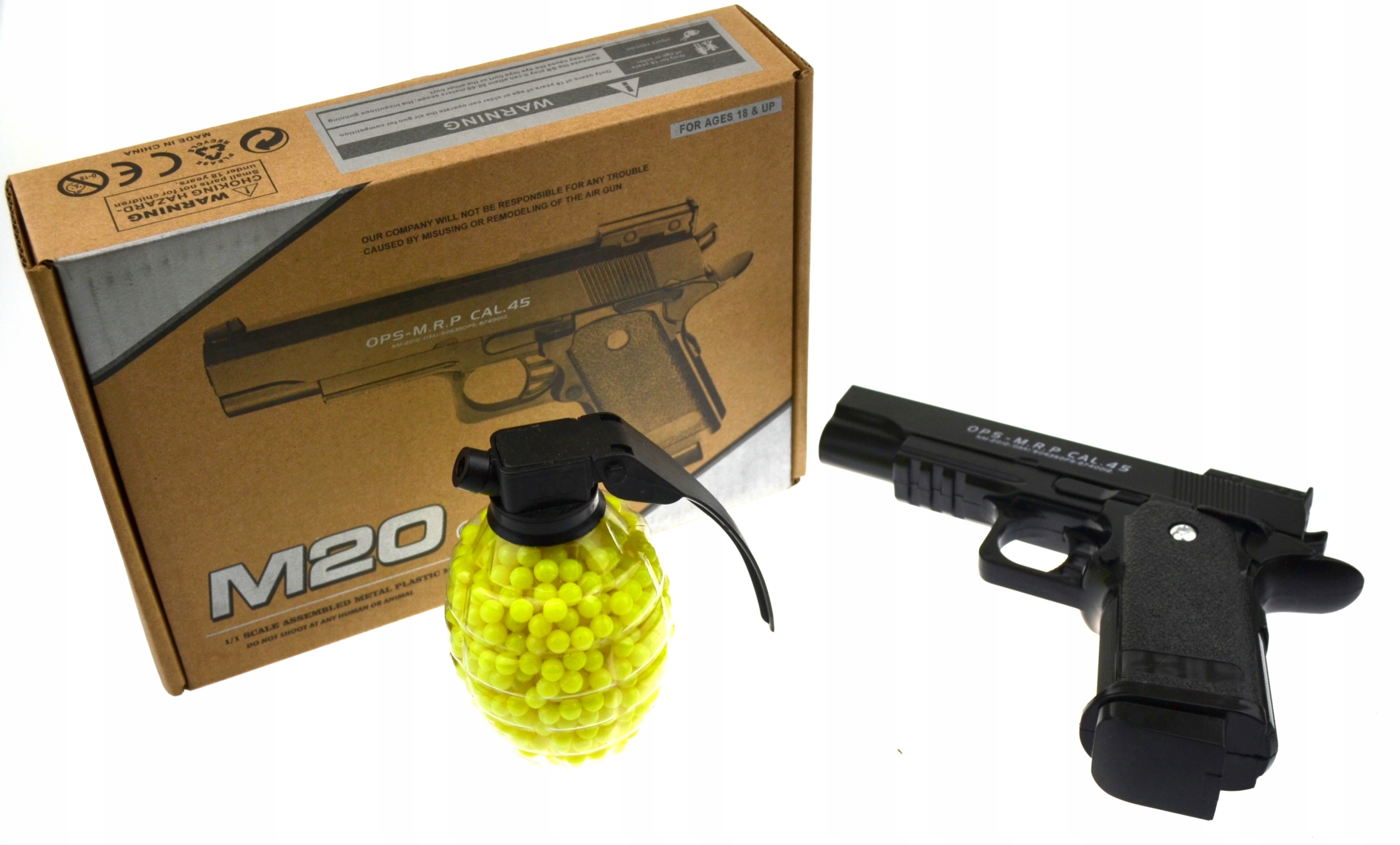 

Metalowy Pistolet na Kulki Plastikowe + Granat