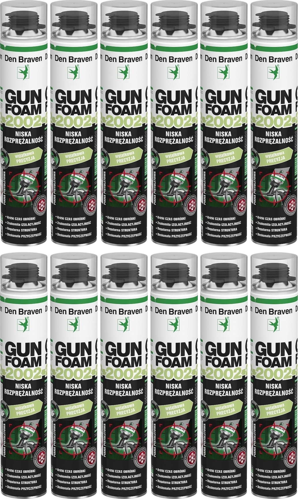 12x Nízkoexpanzná Pena Pena Pištoľová Montážna Gun Foam 2002 750ml12ks