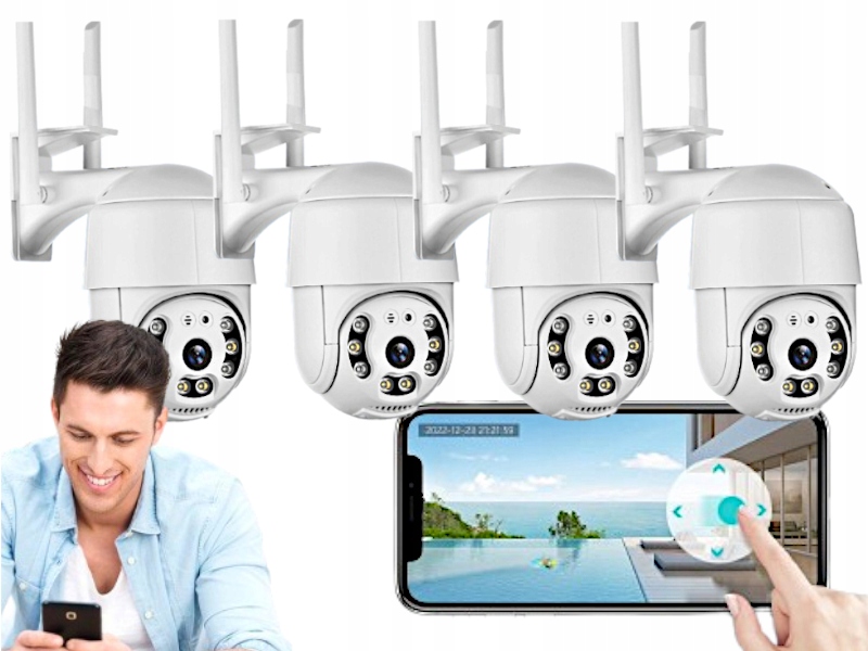 Sada pro monitorování domu a bytu 4x Kamera Venkovní kamera Otočná