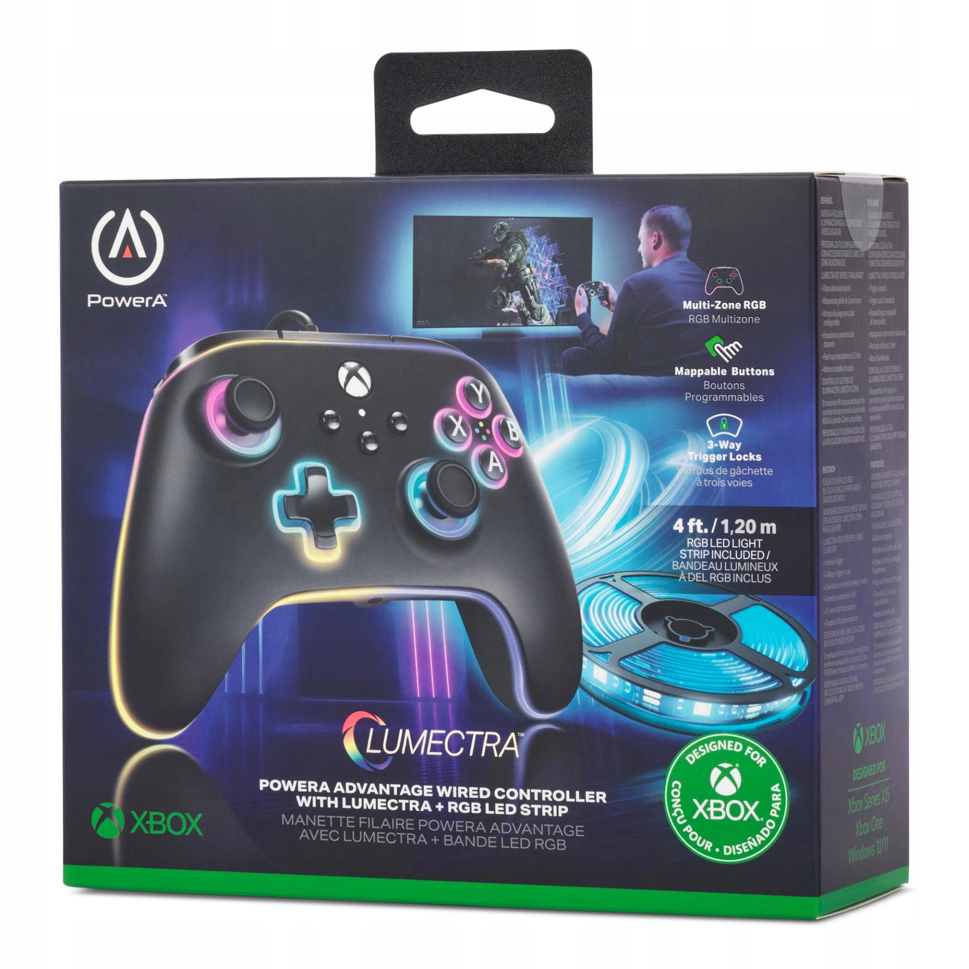 PowerA Lumectra Pad Przewodowy Do Pc Xbox Series Xbox One, Zestaw Led 120CM