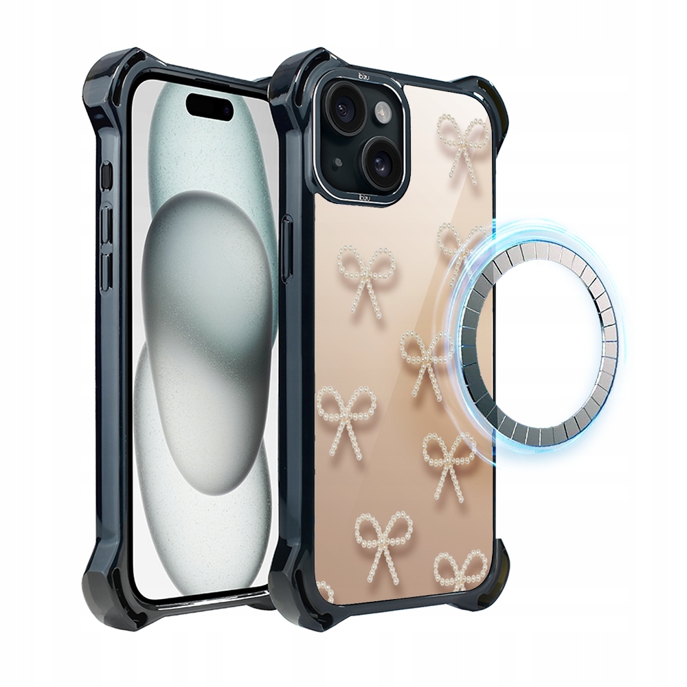 Pouzdro pro iPhone 15 Ibizu DropGuard Ultra s MagSafe, Perlové mašličky