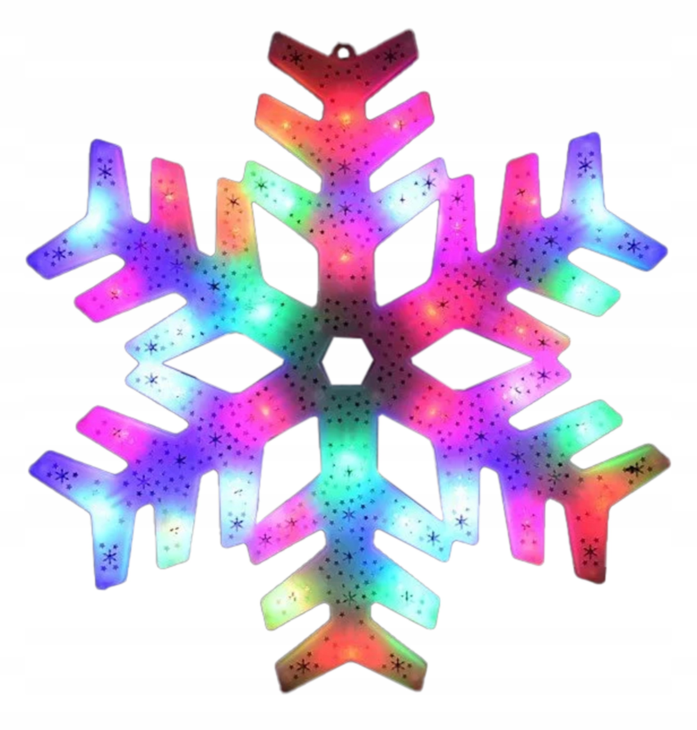 DUŻA ŚNIEŻYNKA ŚNIEŻKA ŚNIEG LED OZOBA ŚWIĄTECZNA NA OKNO MULTIKOLOR WITRAŻ