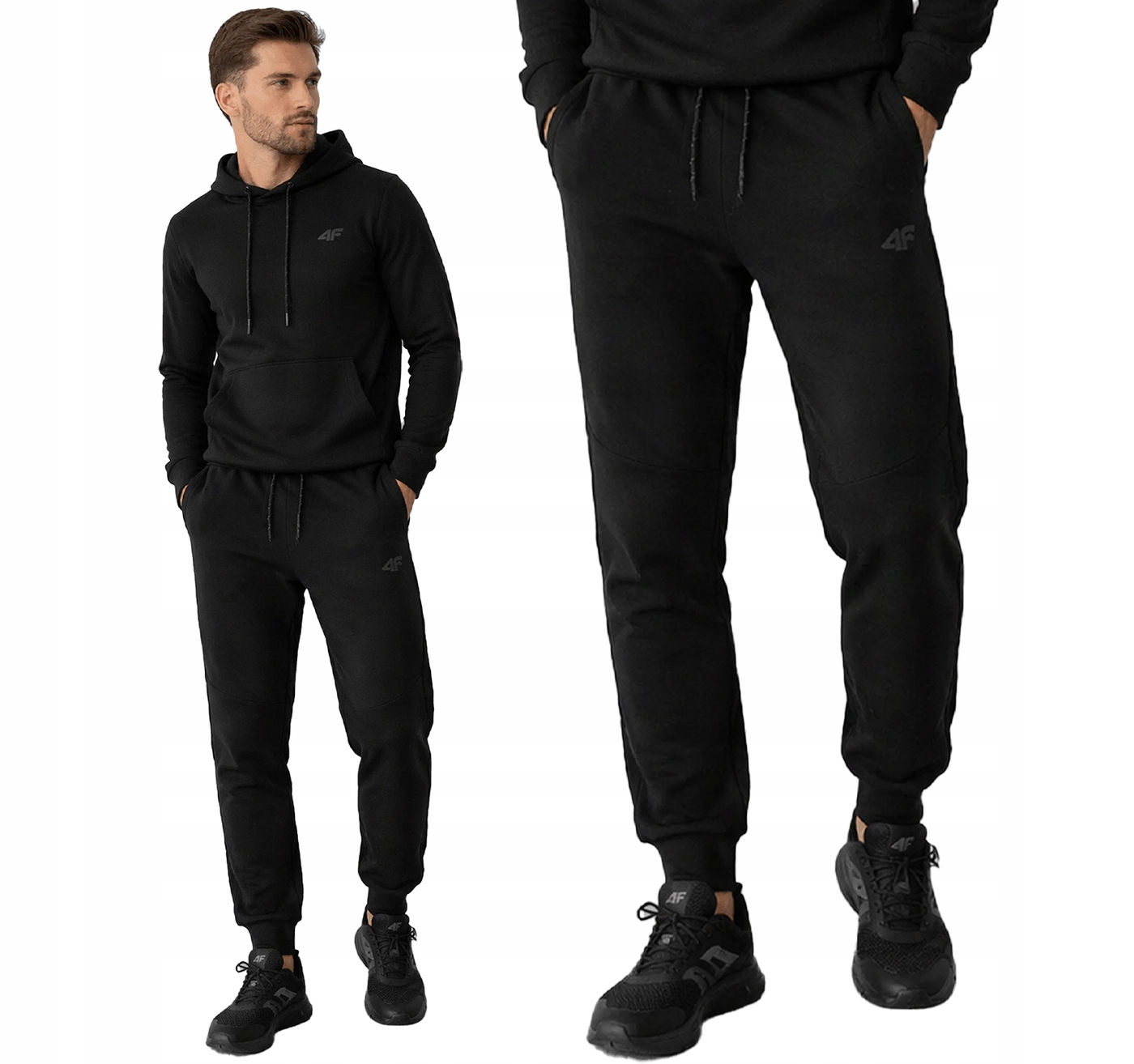 Spodnie dresowe 4F joggery materiał Premium Interlock M1676 czarne S