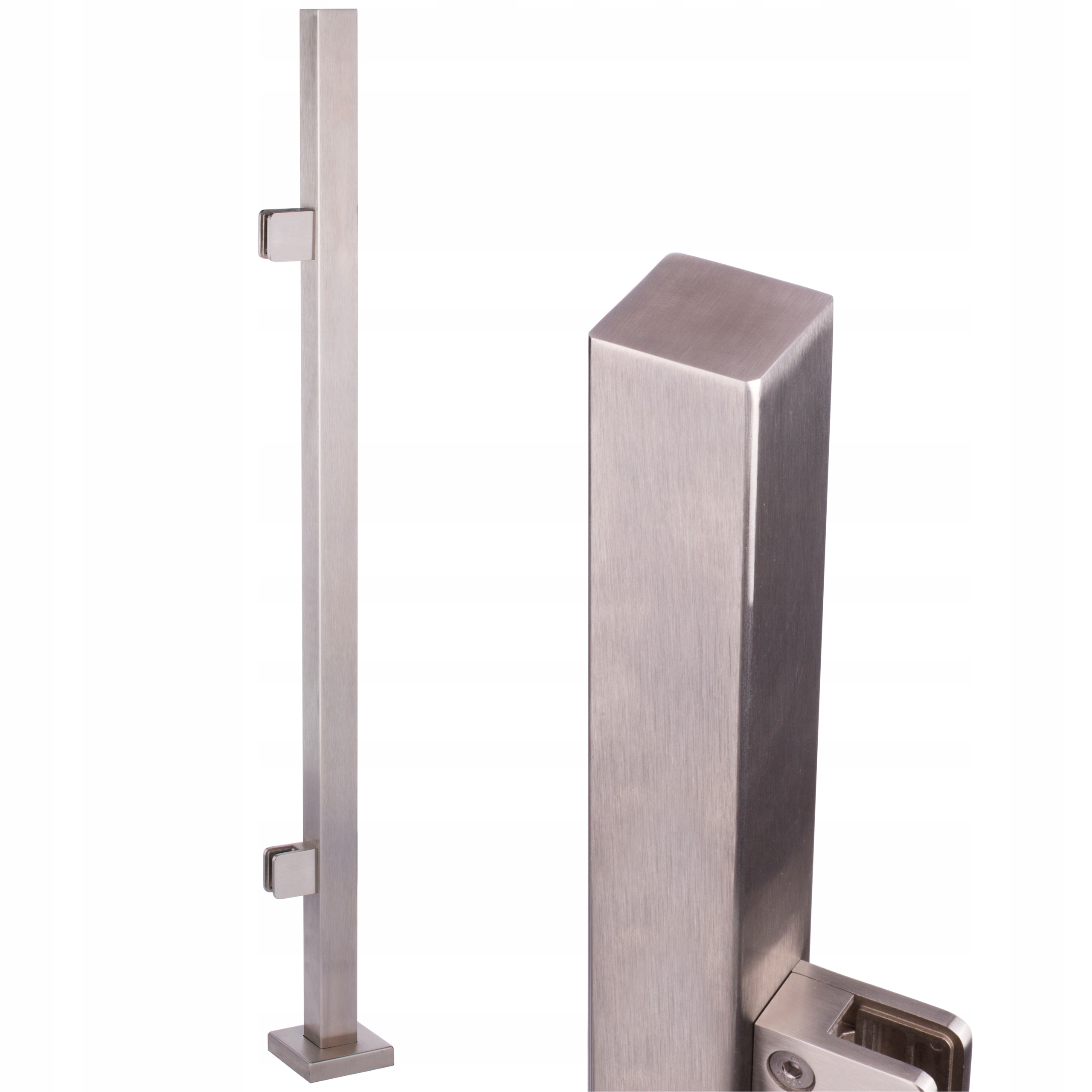 Startovací Sloupek 100 cm, Sklo 2 Úchytky 40x40 Broušený Nerez
