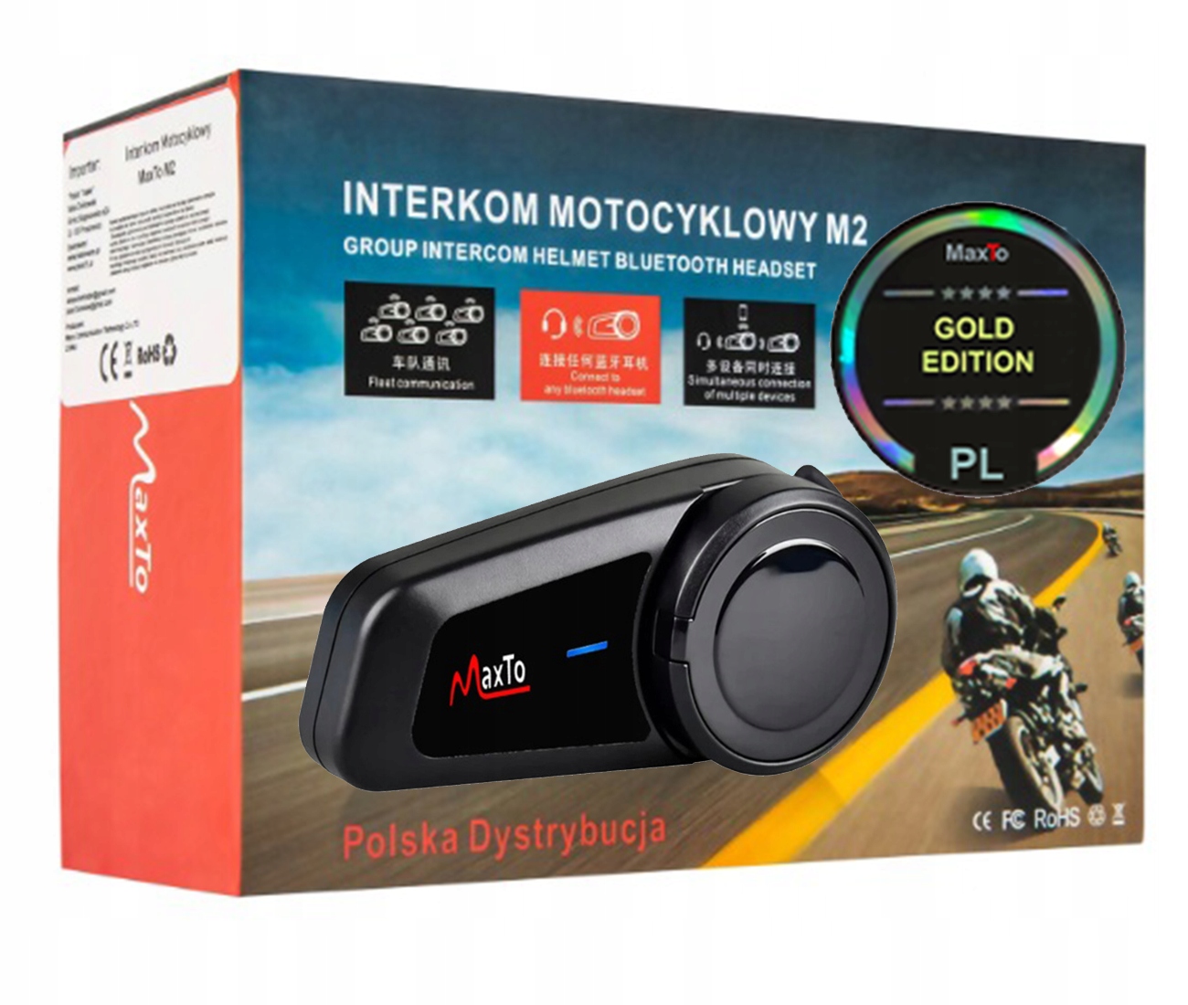 INTERKOM MOTOCYKLWY MaxTo M2 GOLD POLSKI LEKTOR Producent MaxTo