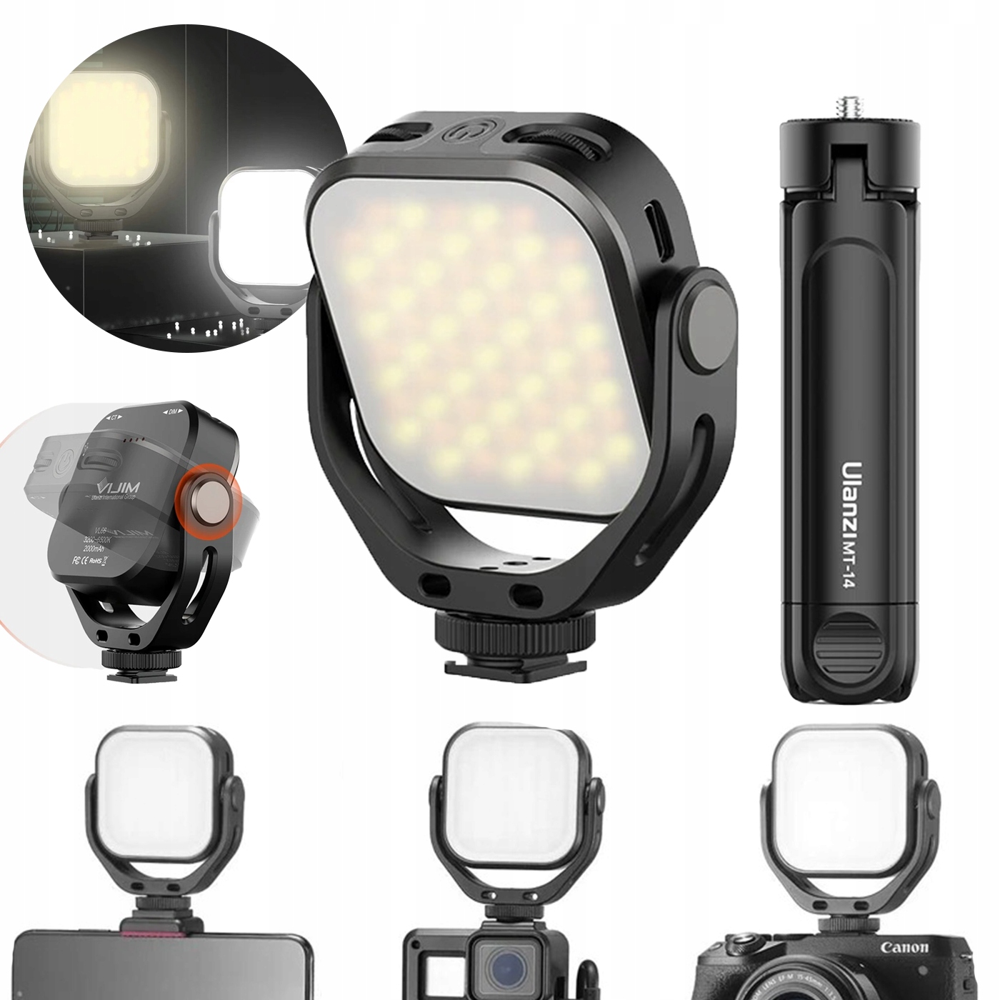 Led lampa Rgb Stativ MT14 Akumulátor Vlog Foto Bi-Color 360 Tripod