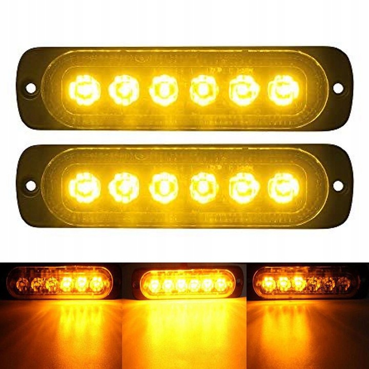 Stroboskopy ostrzegawcze Samochodowa światła stroboskopowe 4x 6 LED 12/24V Typ samochodu Autobusy Samochody ciężarowe Samochody dostawcze Samochody kempingowe Samochody osobowe