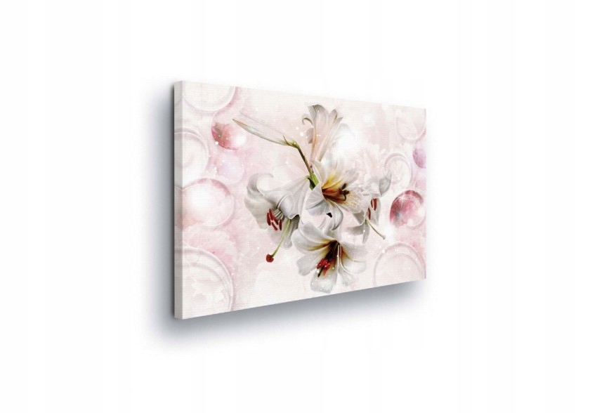 Obraz 80x60 Jemnost lilie růžový lesk květinová elegance umění