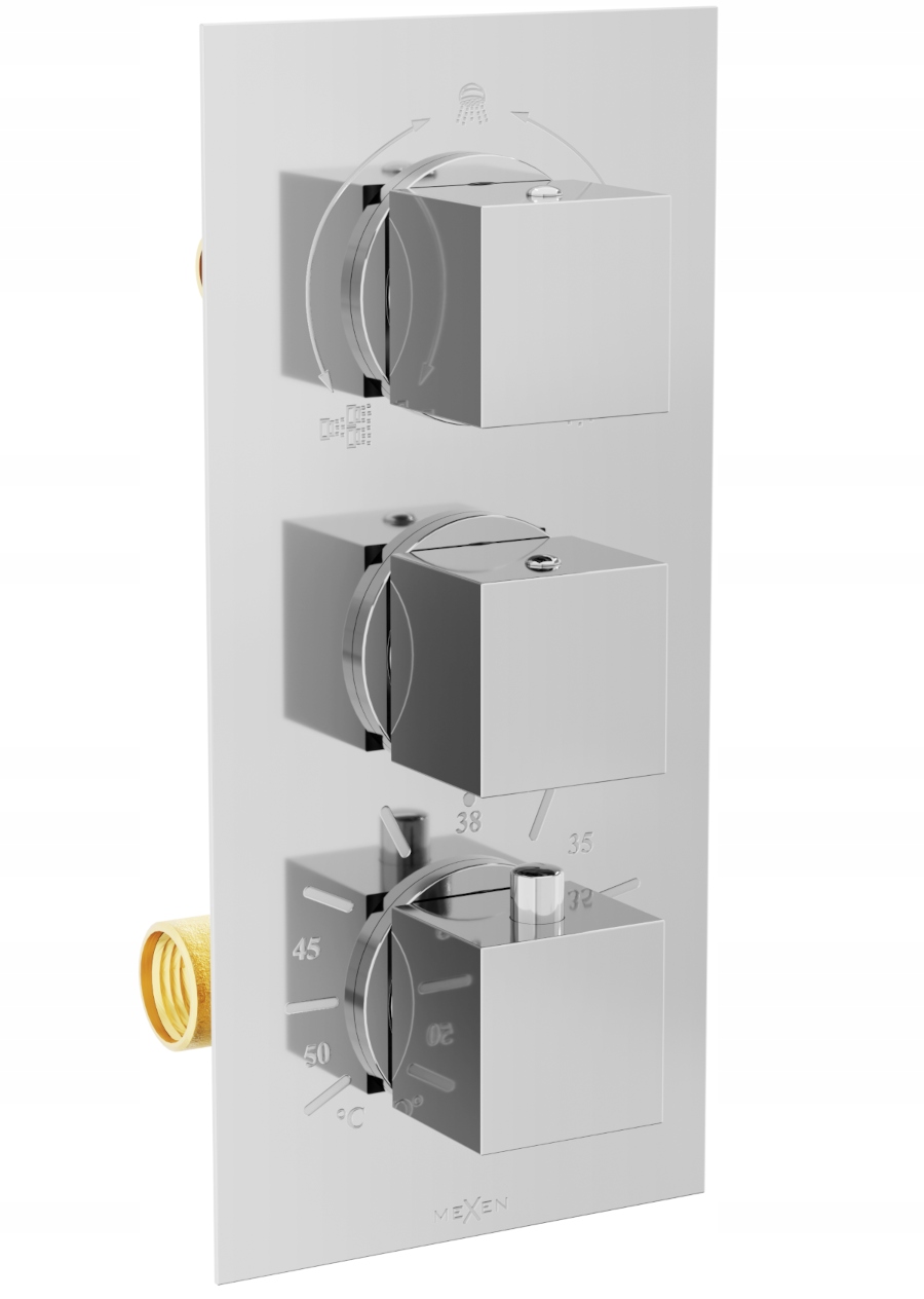 Bateria wannowo-prysznicowa termostatyczna podtynkowa Mexen Cube chrom