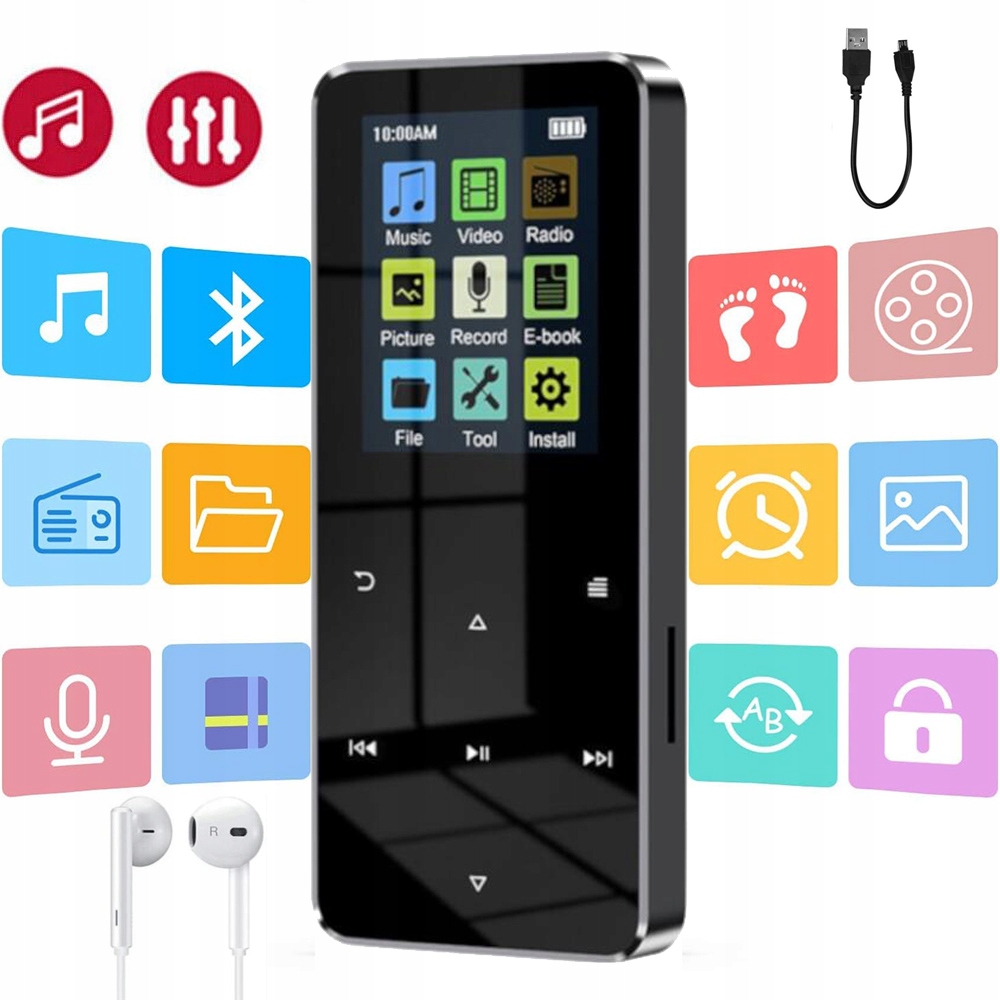 ODTWARZACZ MP3 MP4 16GB BLUETOOTH 5.0 Z KOLOROWYM EKRANEM ODTWARZACZ MUZYKI