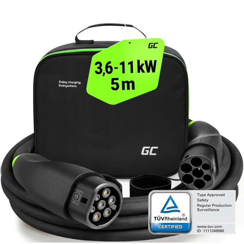 Nabíjací kábel do auta Ev GreenCell Snap Type 2 Css 11 kW 5 m Sada puzdier