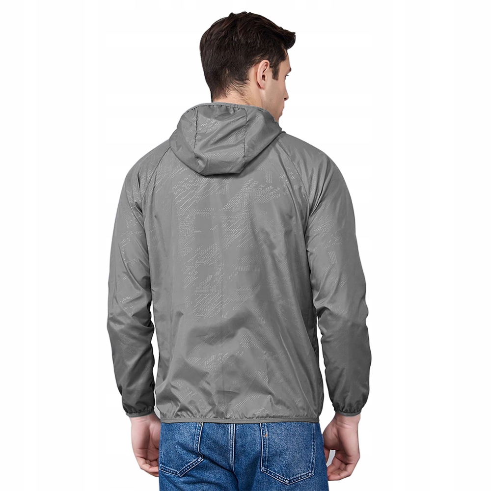 KURTKA PRZECIWDESZCZOWA Z KAPTUREM WIATRÓWKA LEKKA UNISEX SZARA ROZ. XL Model Przeciwdeszczowa