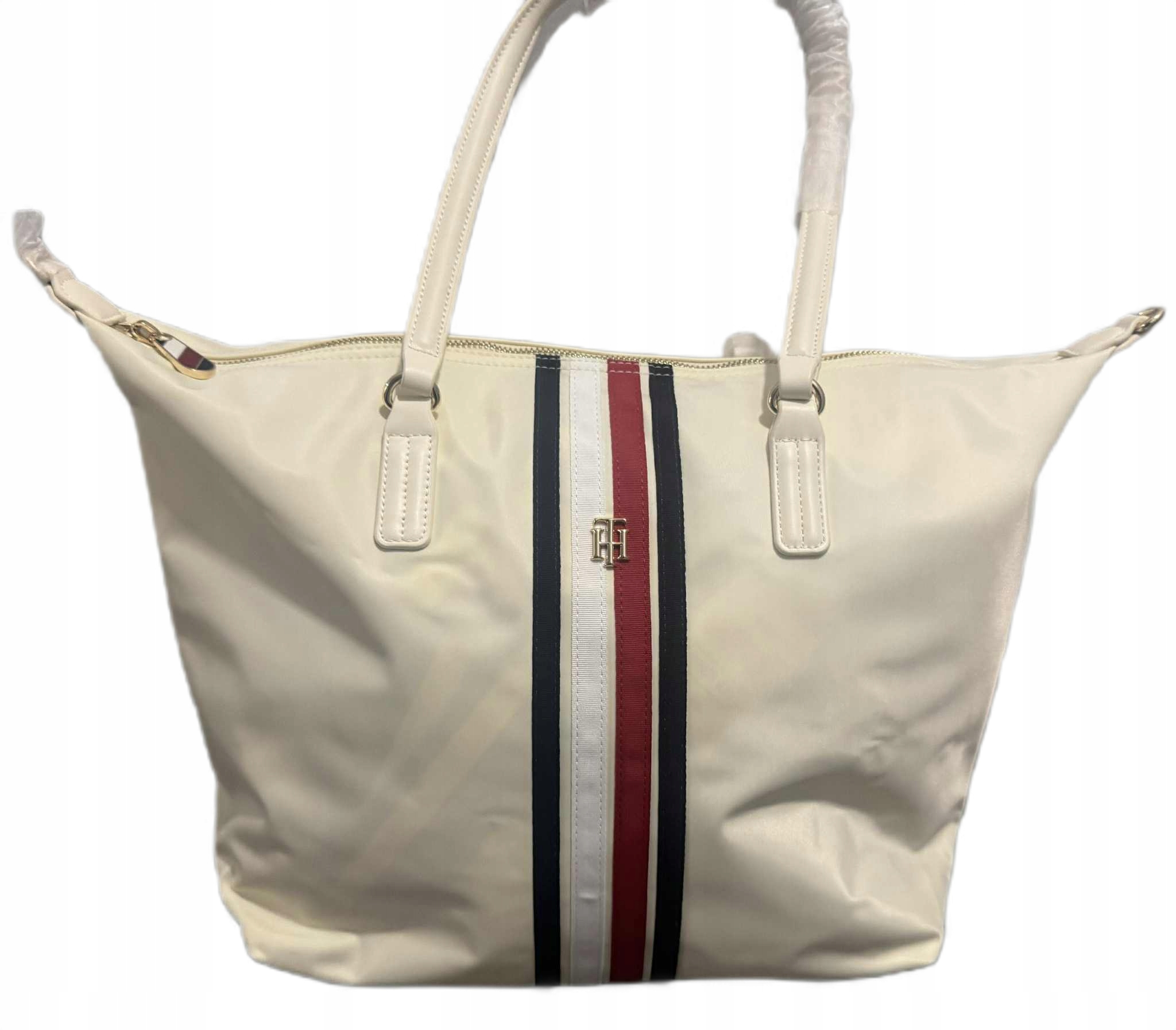 Dámská Kabelka Tommy Hilfiger Z Kůže, Thj Shopperka, Krémová A4