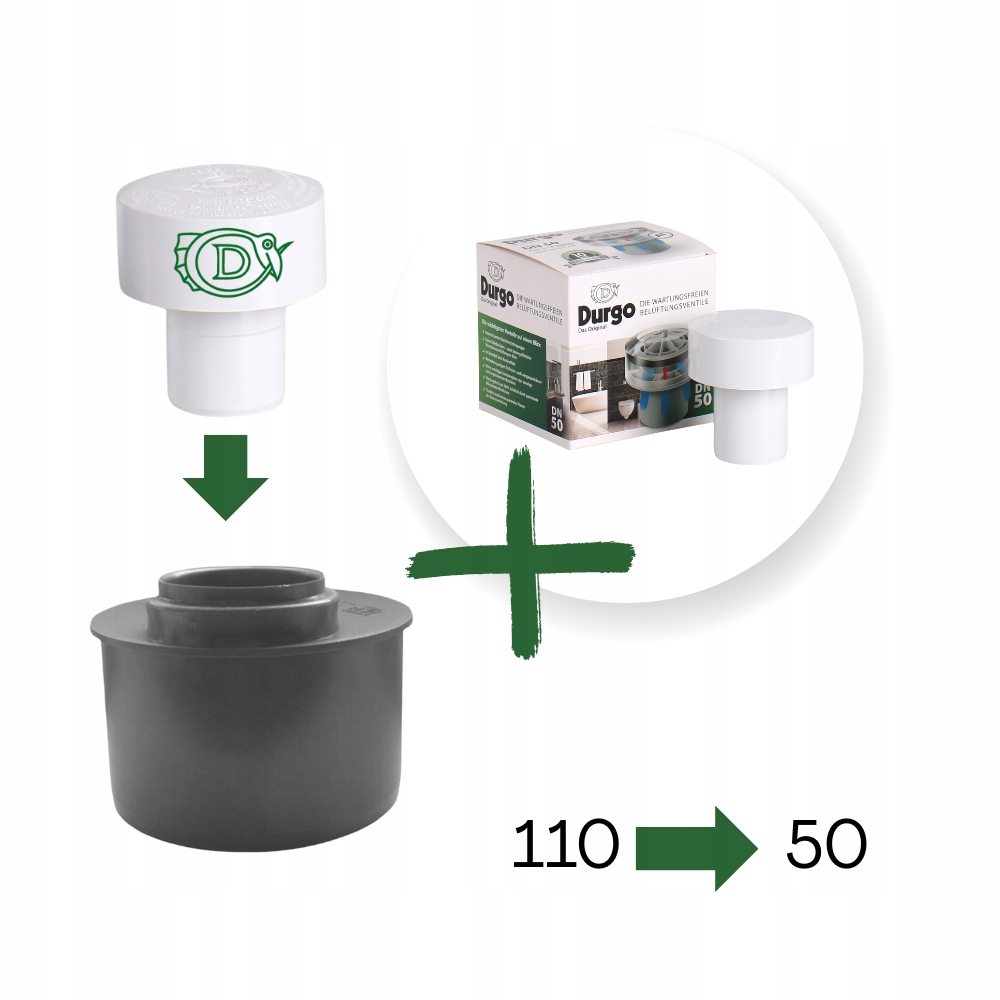 Prevzdušňovací ventil Durgo DN50 s plochou redukciou DN110