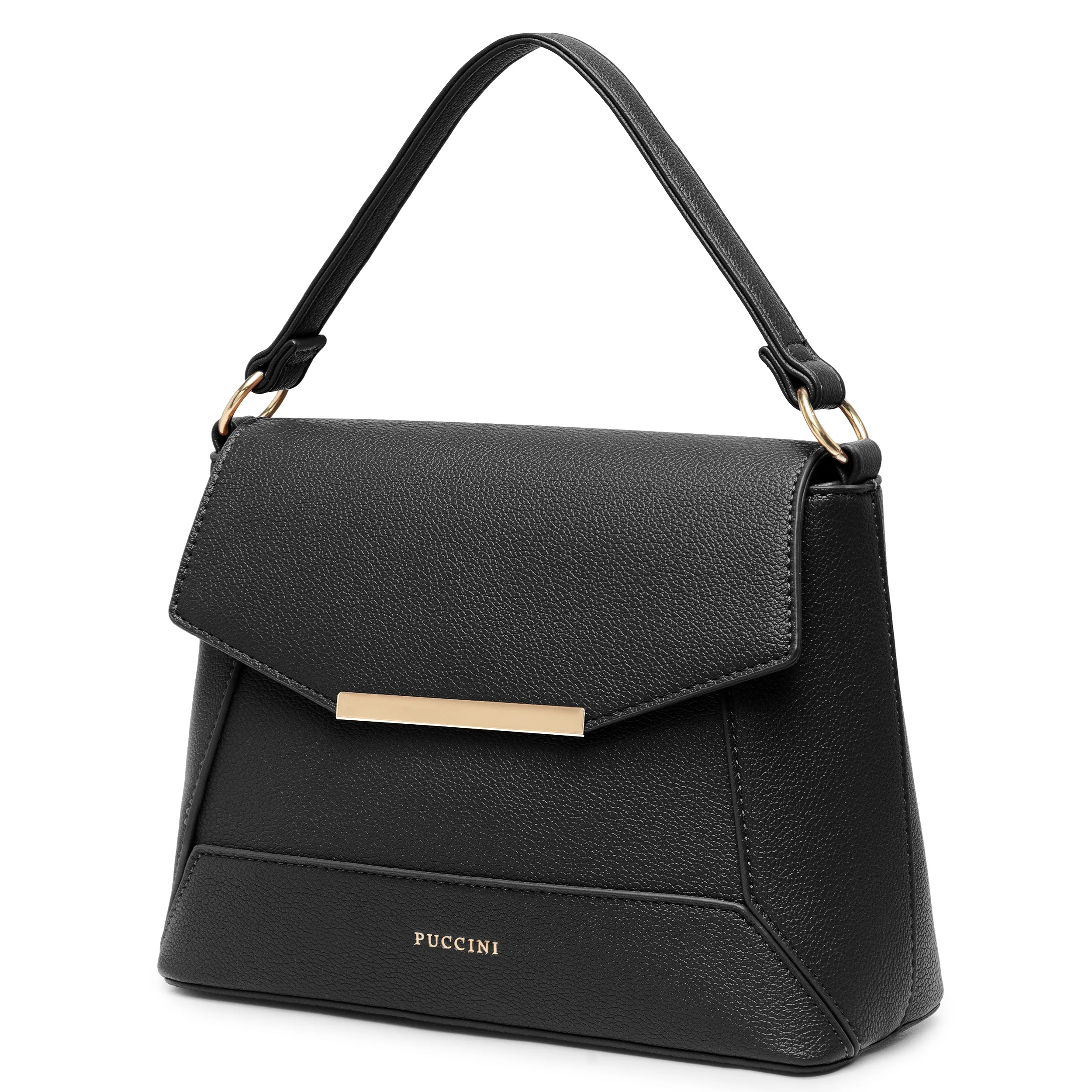 Puccini Torebka Damska Mała Listonoszka Ekoskóra Czarna BK2251021M-1