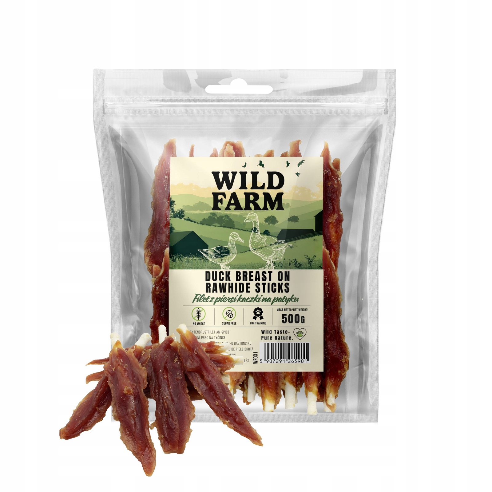 Levně Wild Farm Filé z kachního prsu na tyčince Psí Pamlsek 500 g