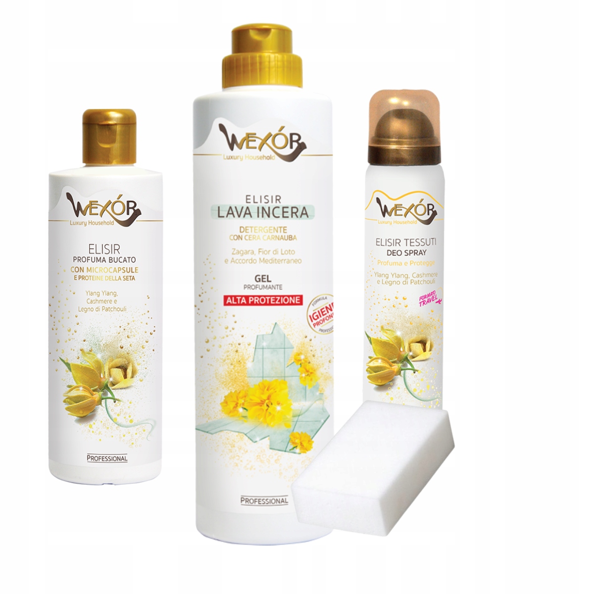 Levně Wexor sada voní po domě: parfém, tekutina na podlahy, osvěžovač houbička