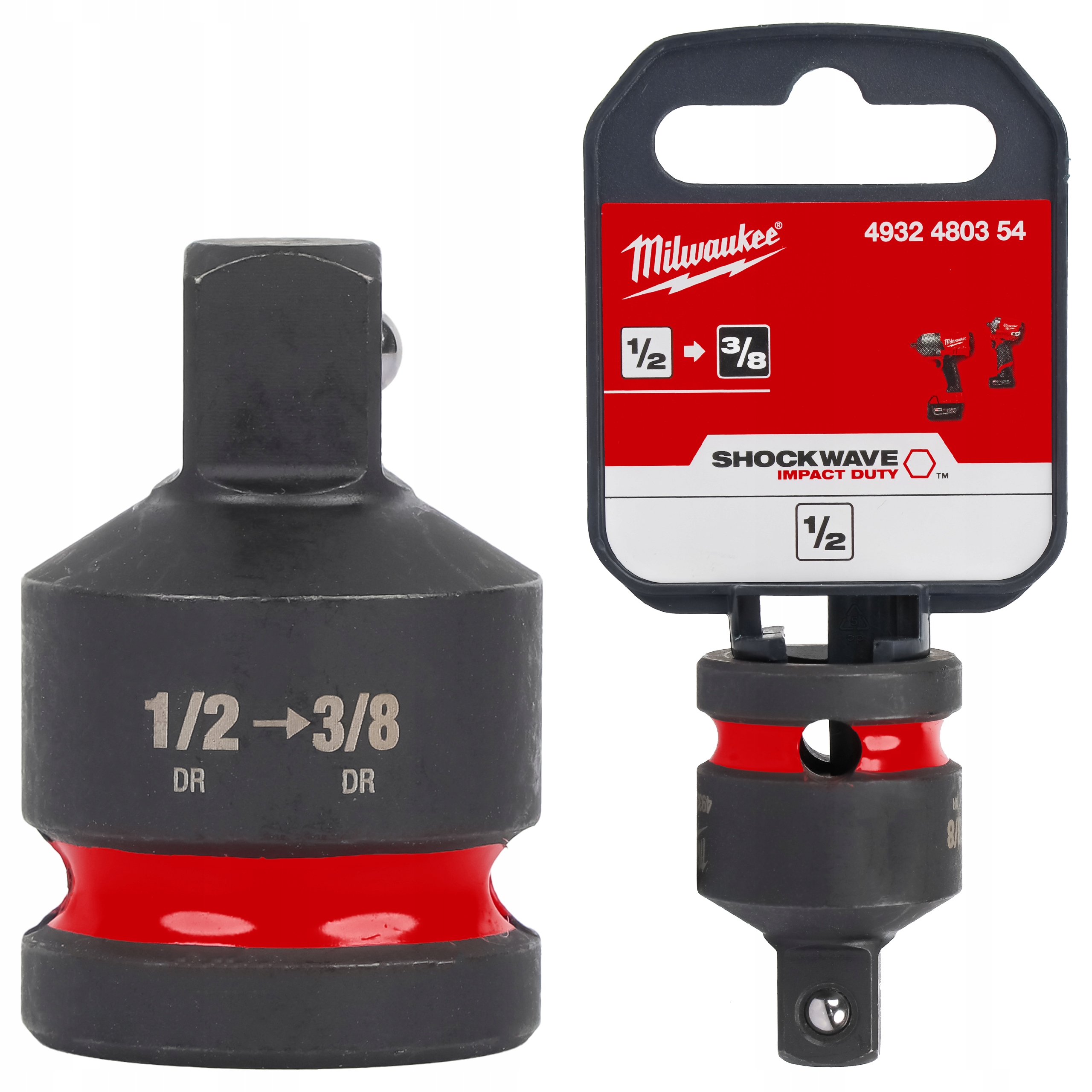 Adapter udarowy 1/2" na 3/8" kwadrat Milwaukee Shockwave przejściówka