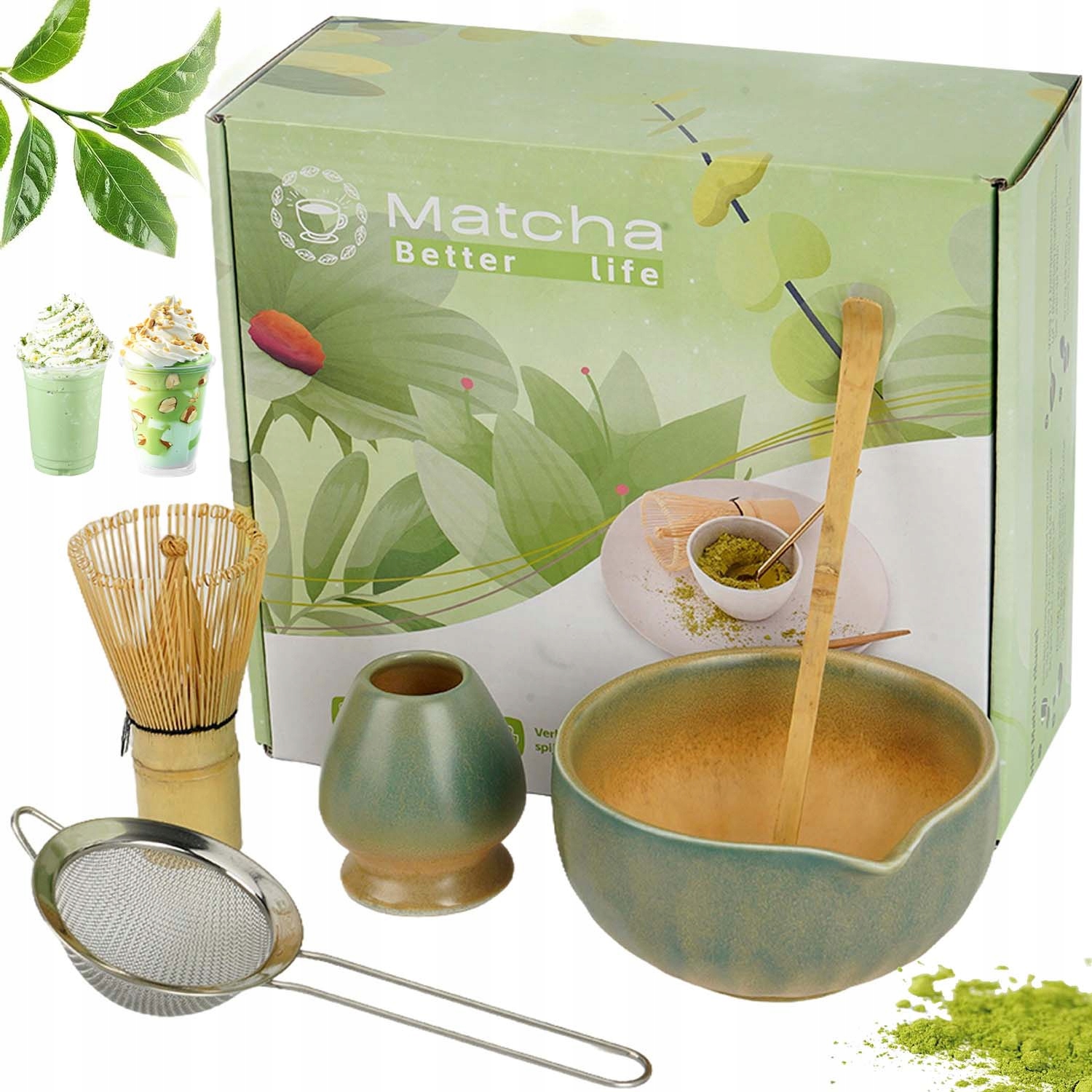 Levně Bambusová Dárková Sada Na Matcha Čaj 5 Ks Ideální Dárek