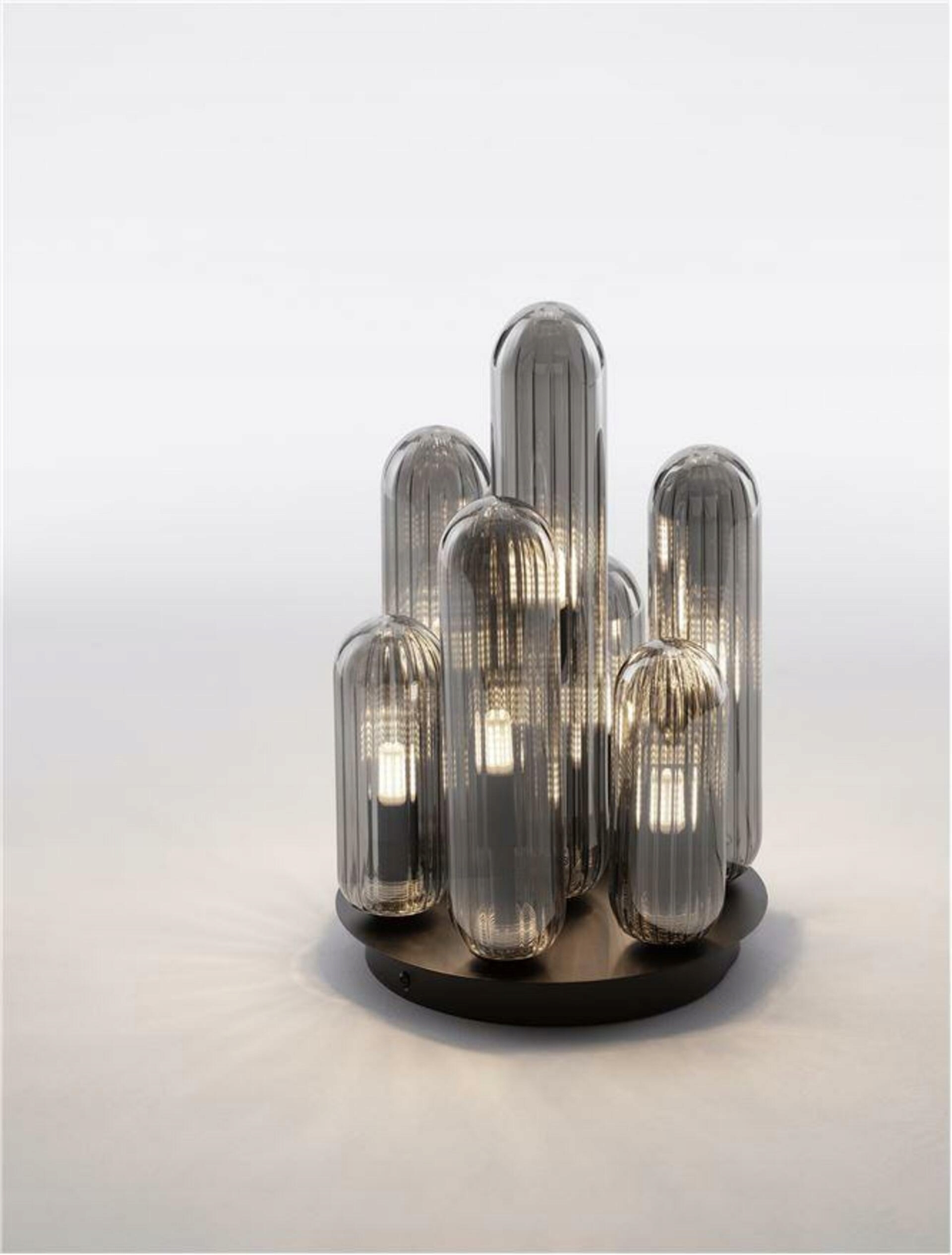 Nova Luce stropné svietidlo Gustave ľahko dymovo šedé sklo a matná čierna G9