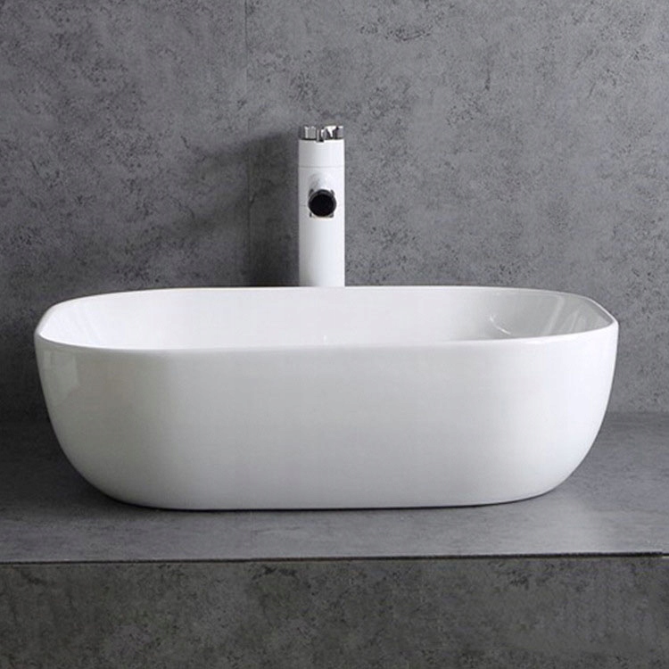 UMYWALKA NABLATOWA CERAMICZNA PROSTOKĄTNA STAWIANA NA BLAT BIAŁA 46x33 CM Marka inna