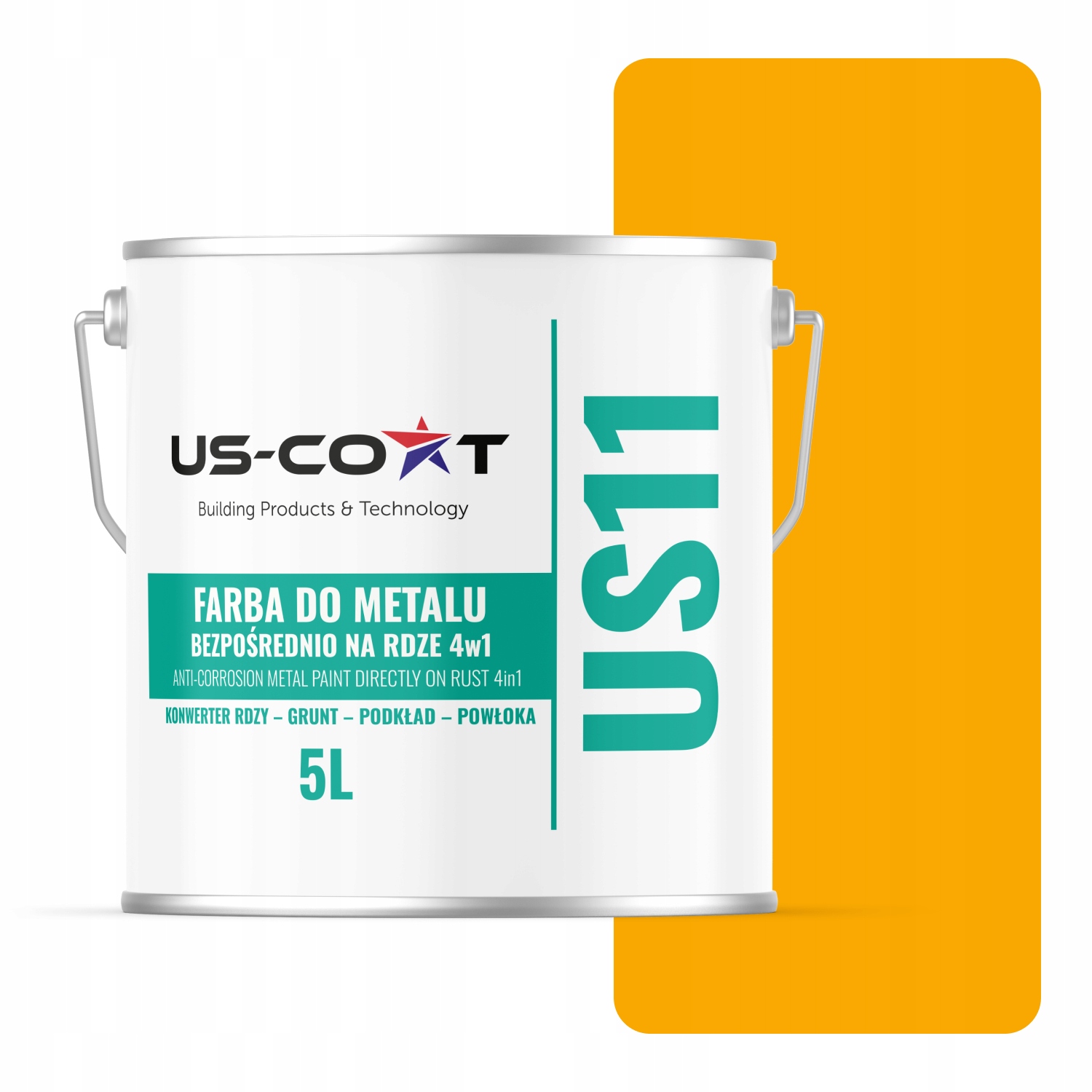 Farba Na Kov Na Hrdzu Plech Pozinkovaná 4v1 Žltá Signálová RAL1003 Polomat 5L