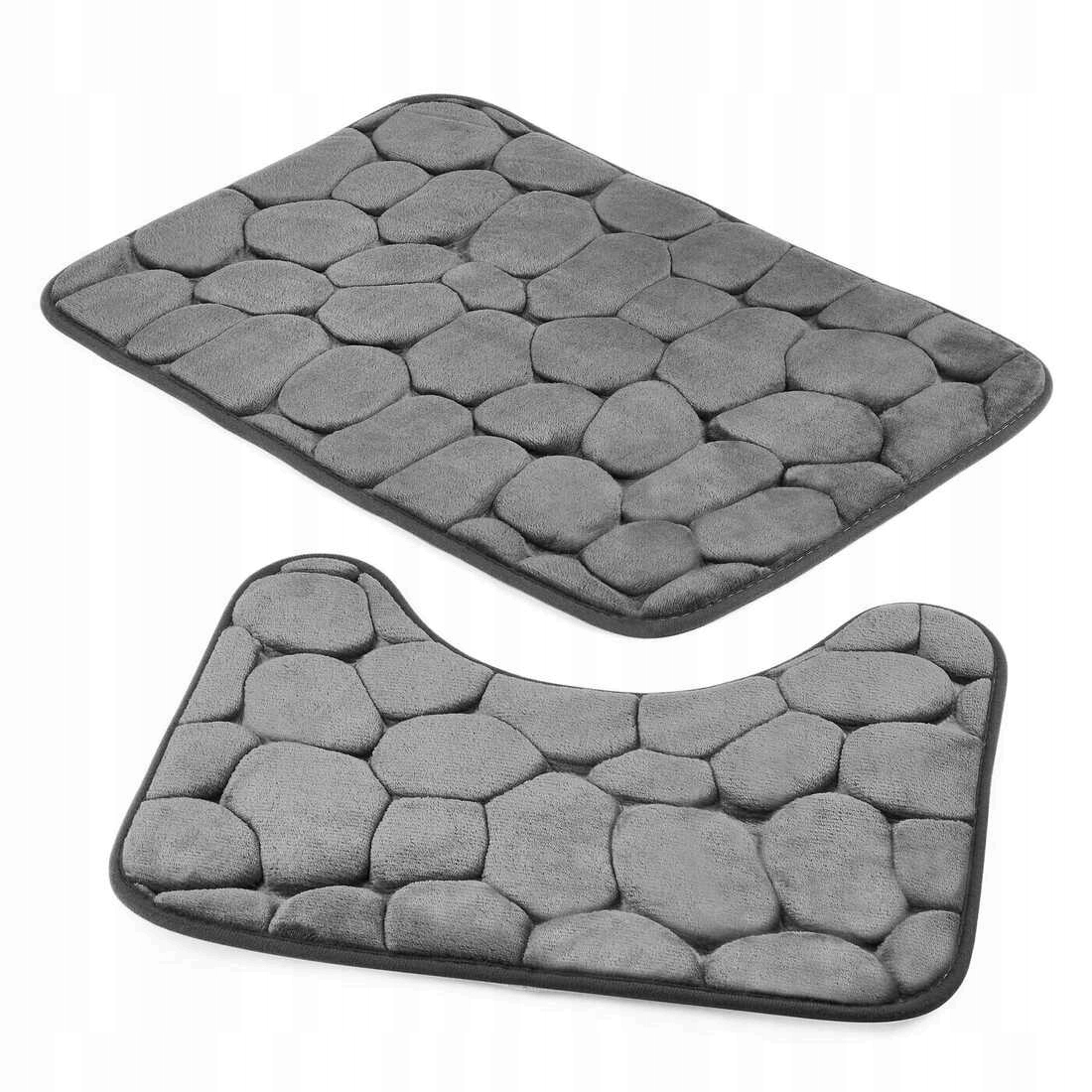 

Komplet 2 Dywaników Łazienkowych Szare 60X40/50X40