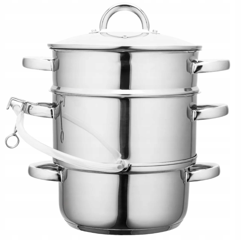 Parní odšťavňovač 8 l z nerezové oceli na plyn a indukci, s hadičkou