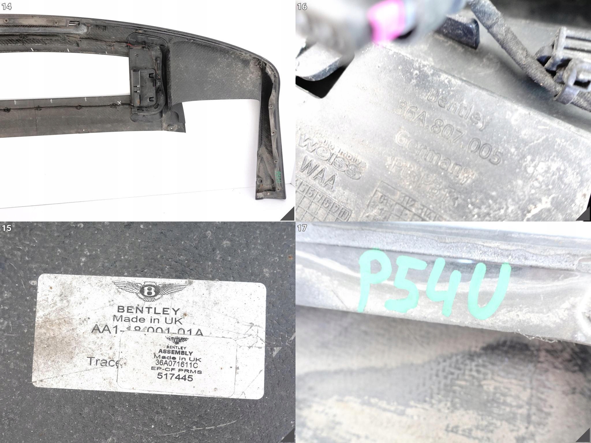BENTLEY BENTAYGA 36A 15- CARBON bumper SPOILER diffuser rear part damaged