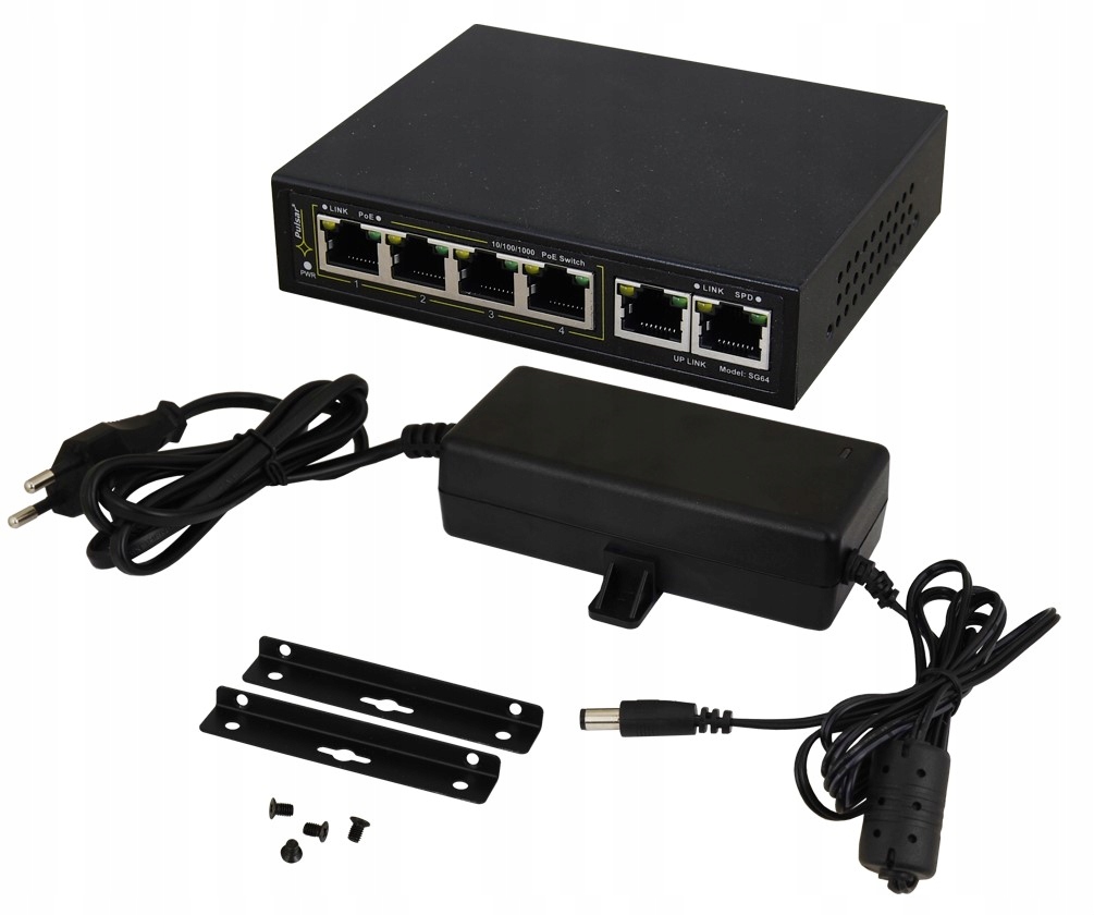 

Switch PoE Pulsar 6-portowy do 4 kamer Ip SG64