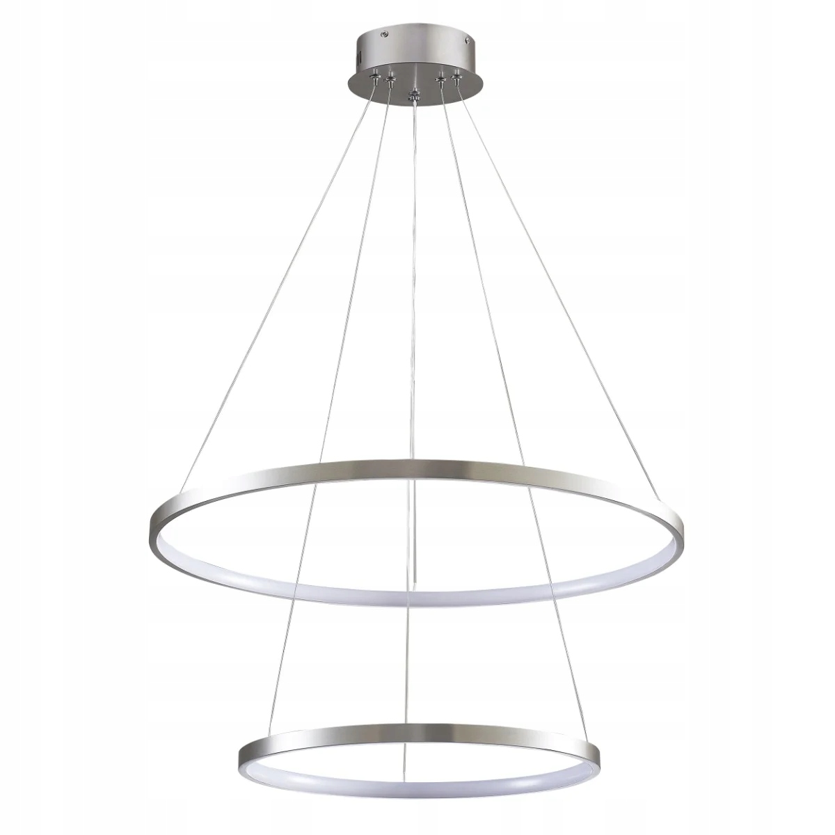 Závesná Led lampa moderná dvojitá niklová okrúhla 60 cm 4000K Polux