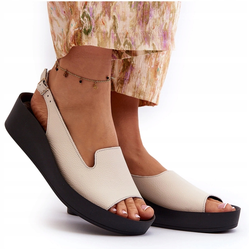 Dámské Sandály Na Silné Podrážce Zazoo 2893 Světle Béžové, Velikost 36