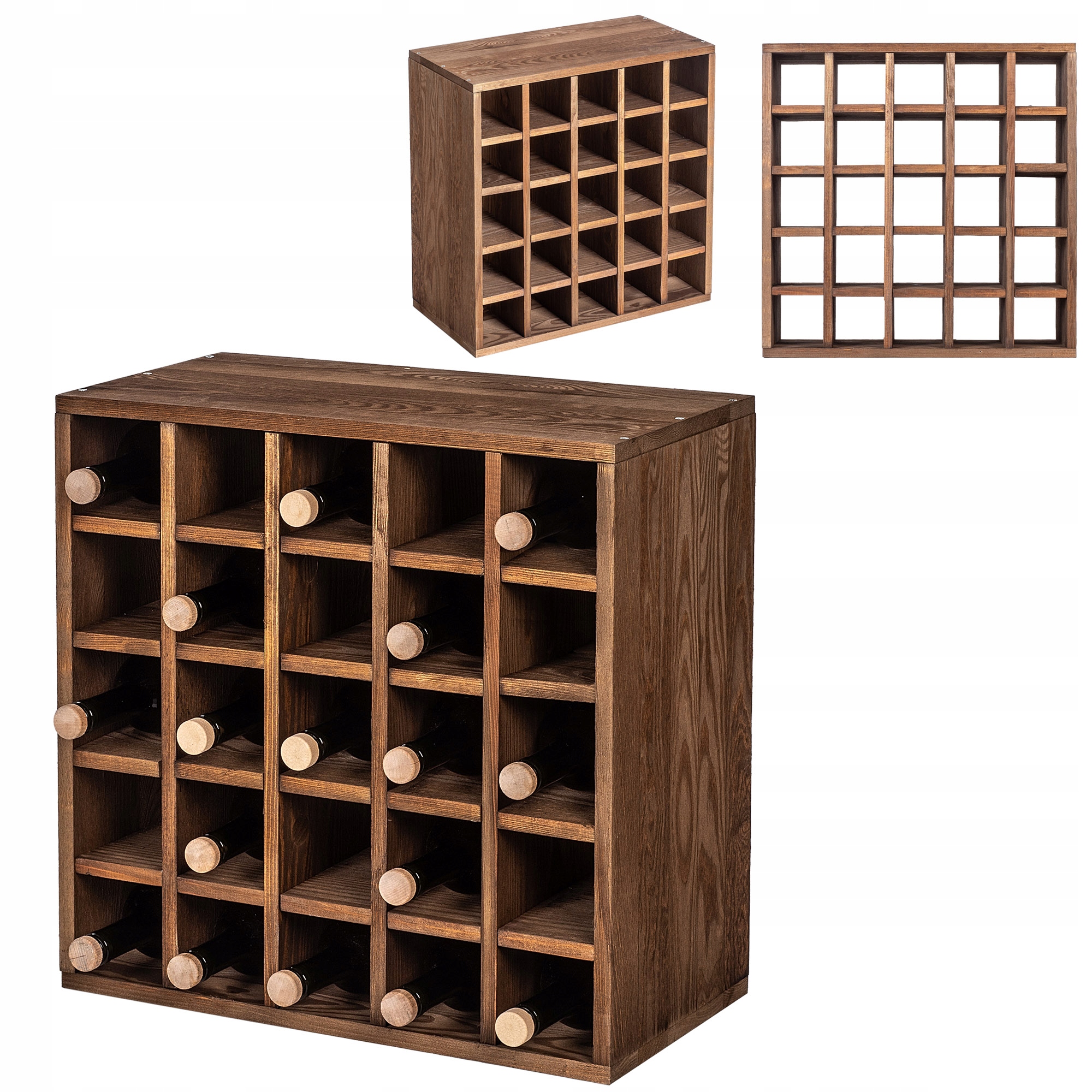 Stojan Regál Na Víno Drevený 25 Flaše Alkohol Skrinka Polica Darček 52 cm