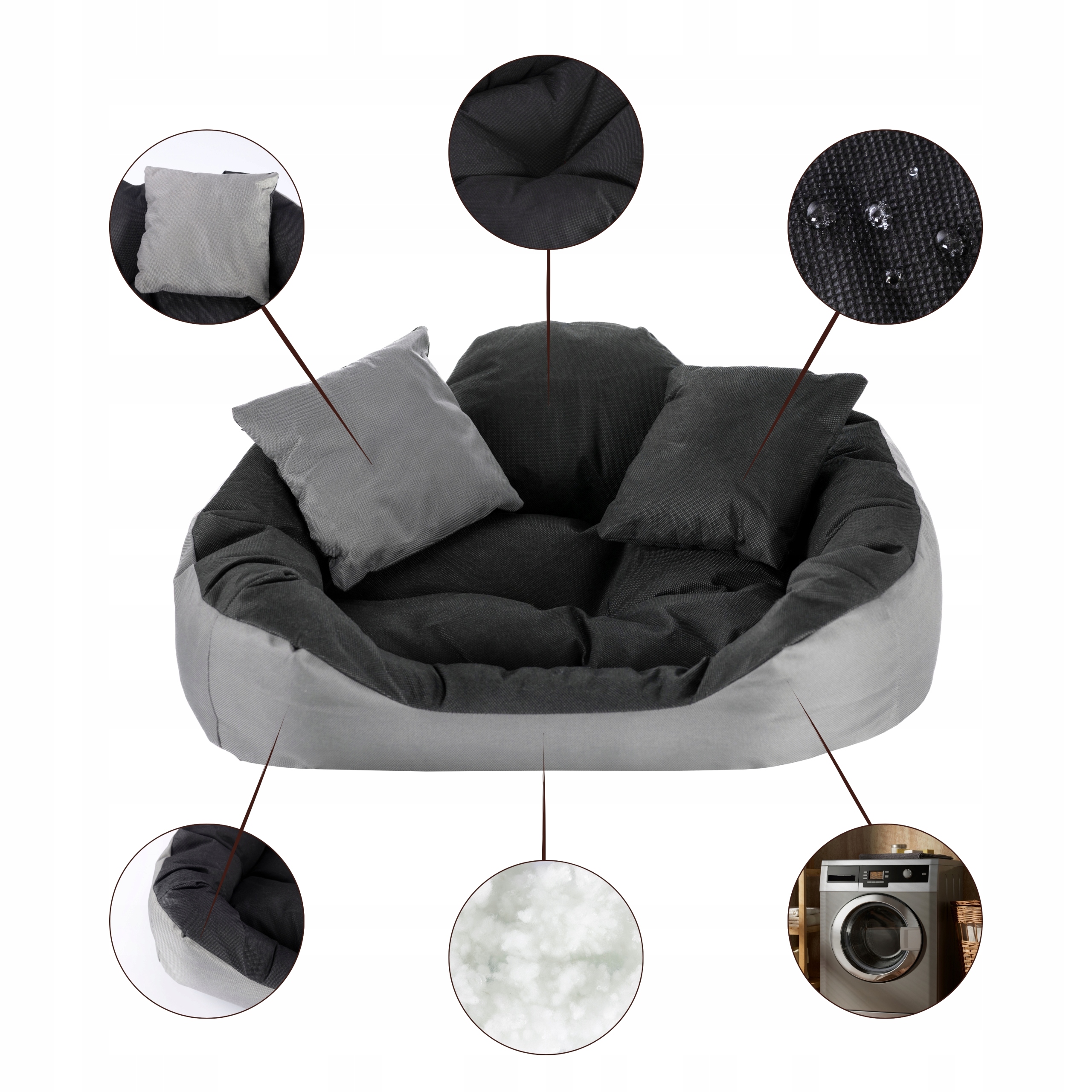 Levně Pelíšek pro psa kočku Potah Pohovka Kotec Vodotěsná 75x65 cm Šedá