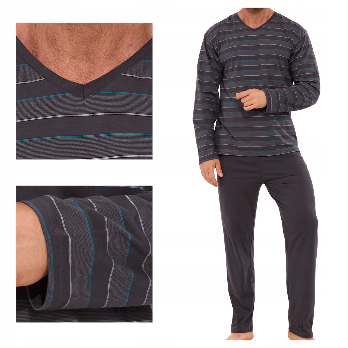 Cornette Pánské pyžamo bavlna s dlouhým rukávem a pruhy Various 139/48 XL