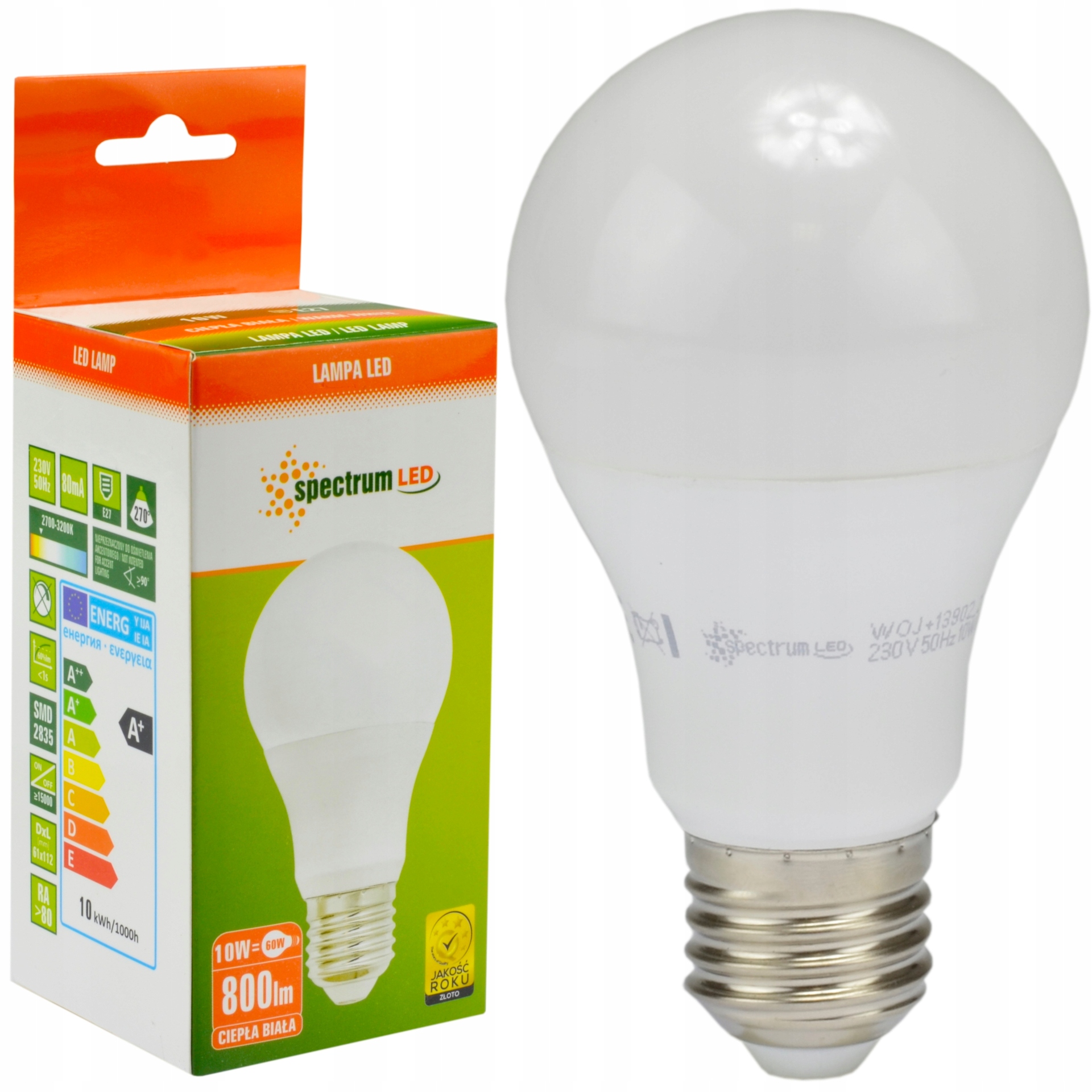 

Żarówka Led E27 Smd 2835 Ciepła 800lm 10W Gls