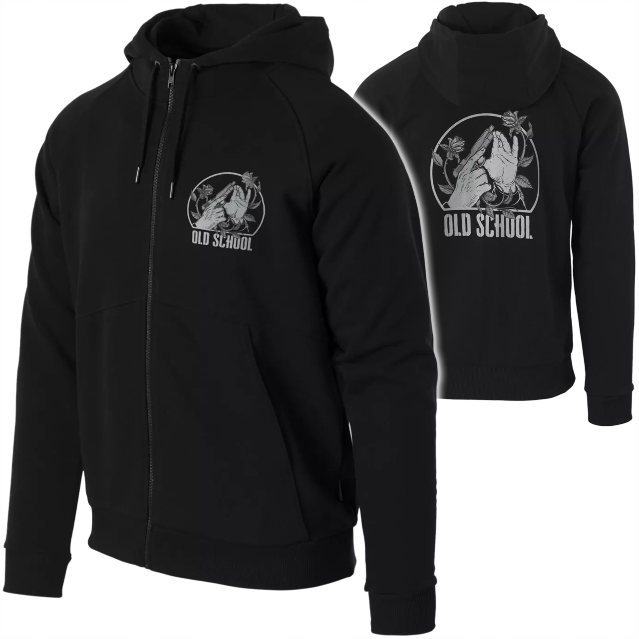 Mikina s kapucí Helikon Old School Fullzip rozepínací černá S