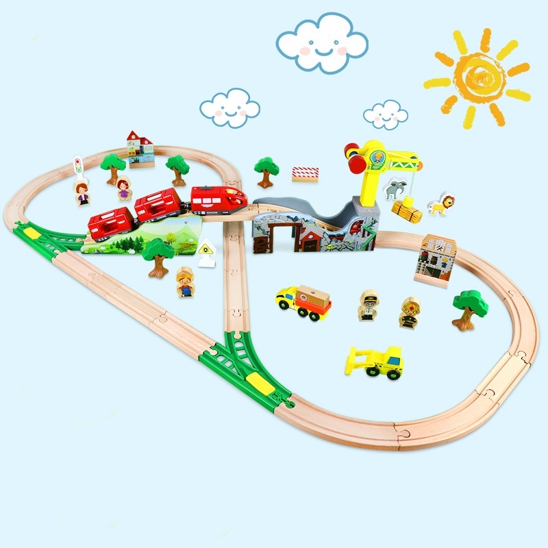 DREWNIANA KOLEJKA POCIĄG WAGONY AUTKO ZESTAW Marka Picollo
