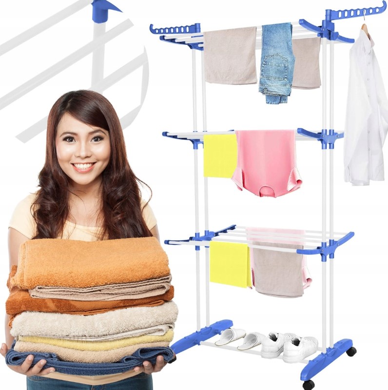 Levně Sušák Na Prádlo Stojící Na Oblečení Vertikální Skládací Velký 50 Kg XL