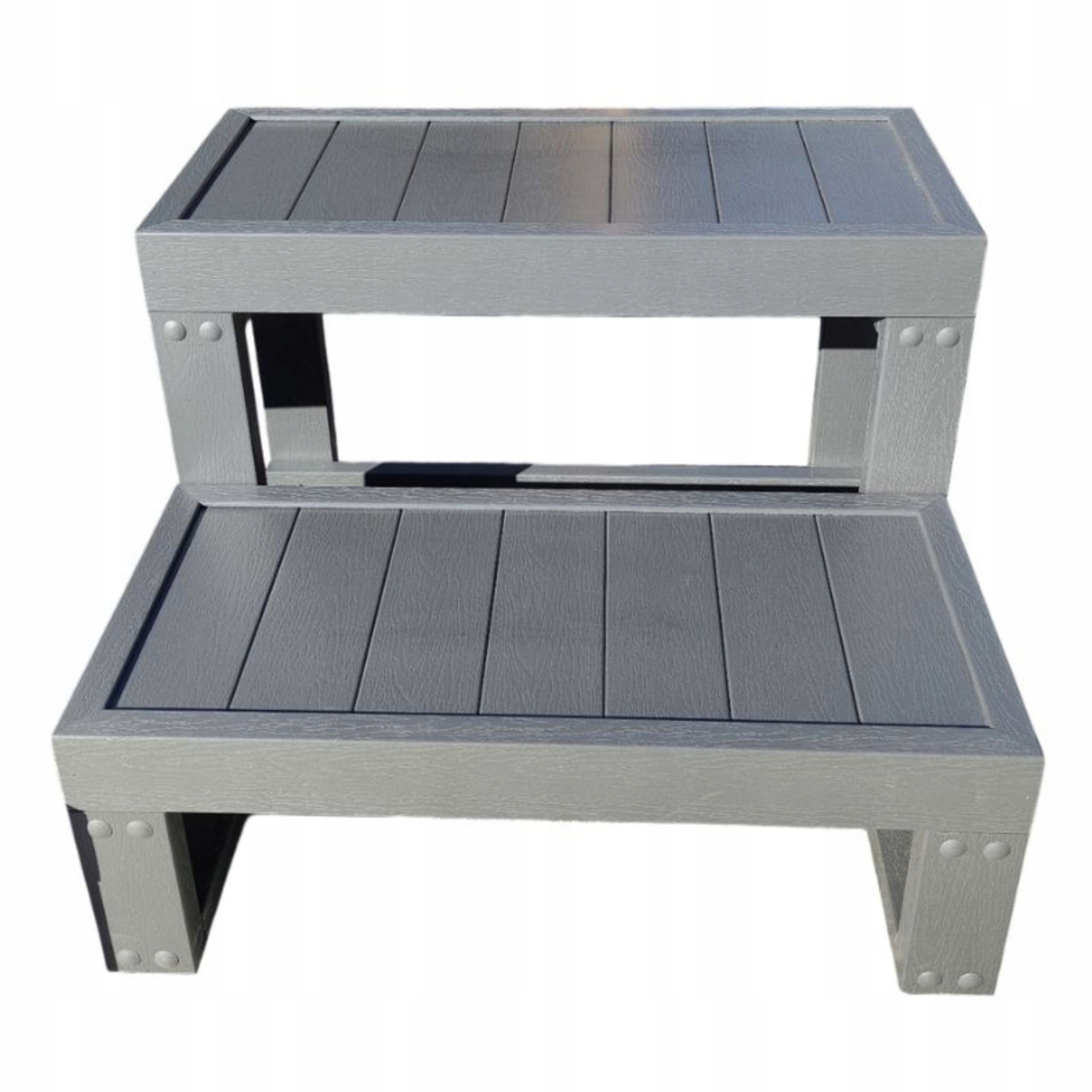 Schodíky do vírivky do vane s hydromasážou pre záhradnú plesu, šedé, svetlé