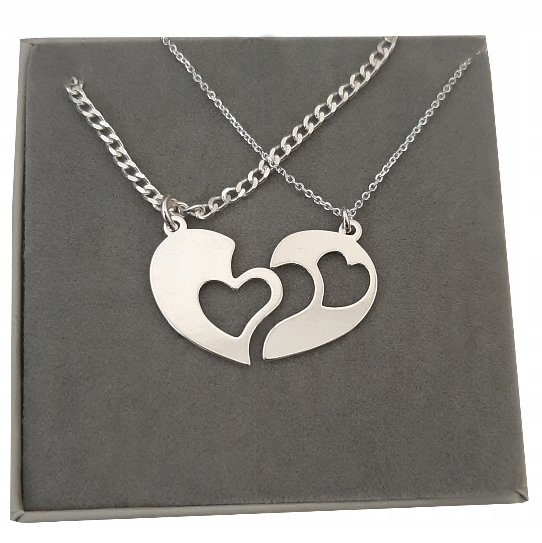 Náhrdelníky dvojité srdce pro páry dvě poloviny srdce stříbro 925