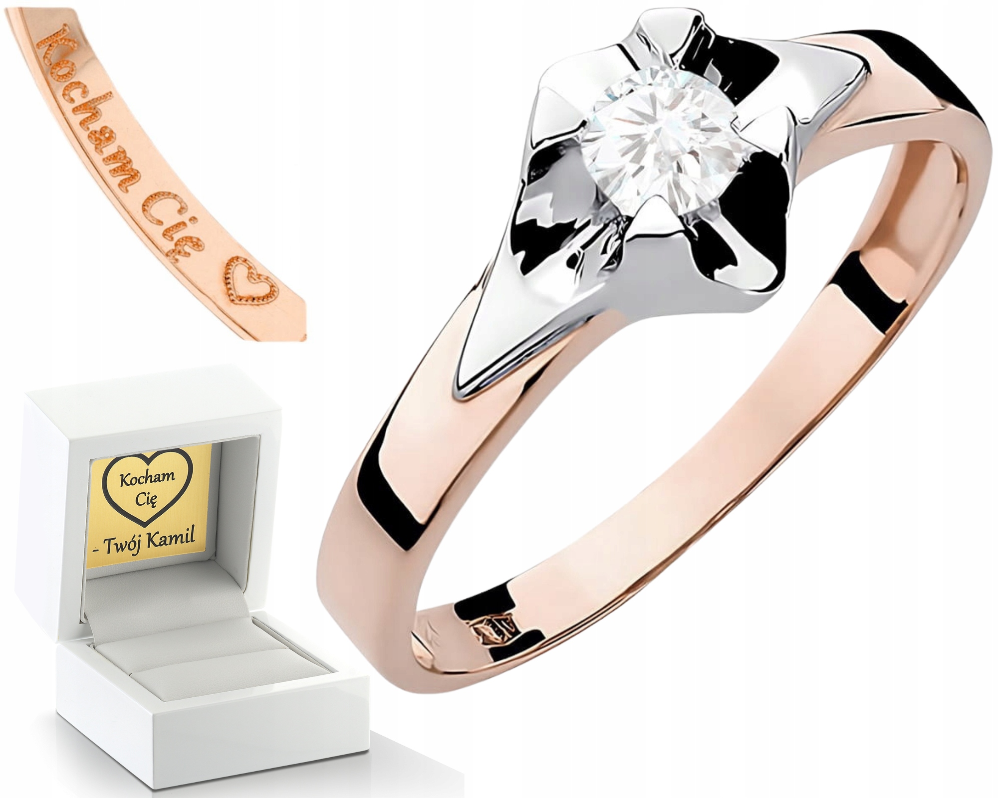 Exkluzivní Prstýnek S Diamantem Lab Růžové Zlato 14K