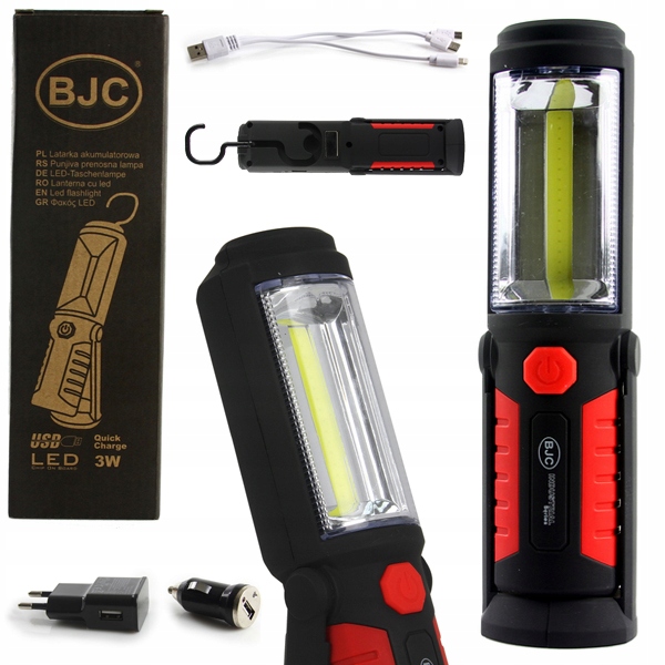 ЛІХТАРИК СВІТЛОДІОДНИЙ АКУМУЛЯТОРНИЙ 3в1 ГАЧОК + МАГНІТ + USB