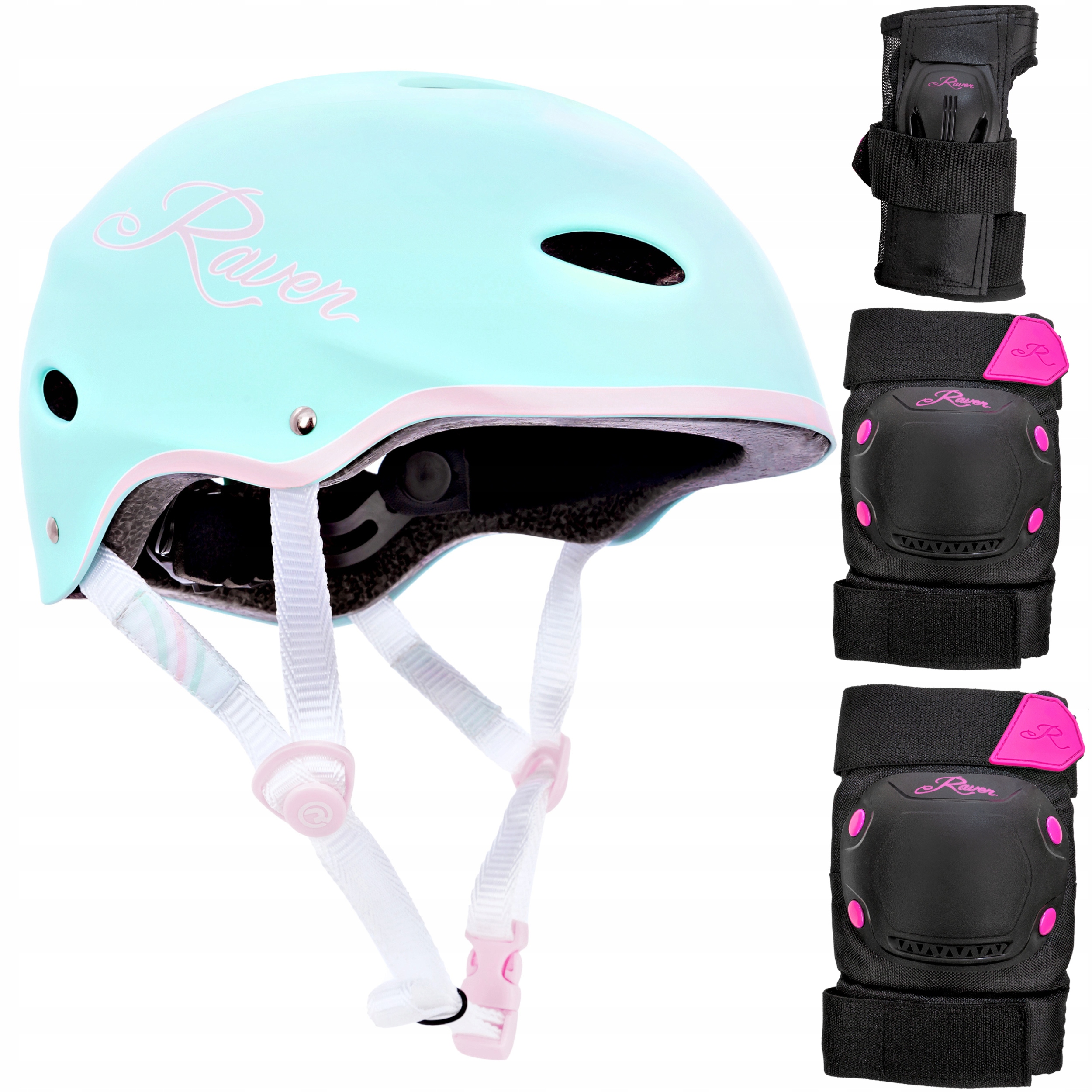 

Zestaw Raven Kask F511 Mint/Pink S +Ochraniacze S