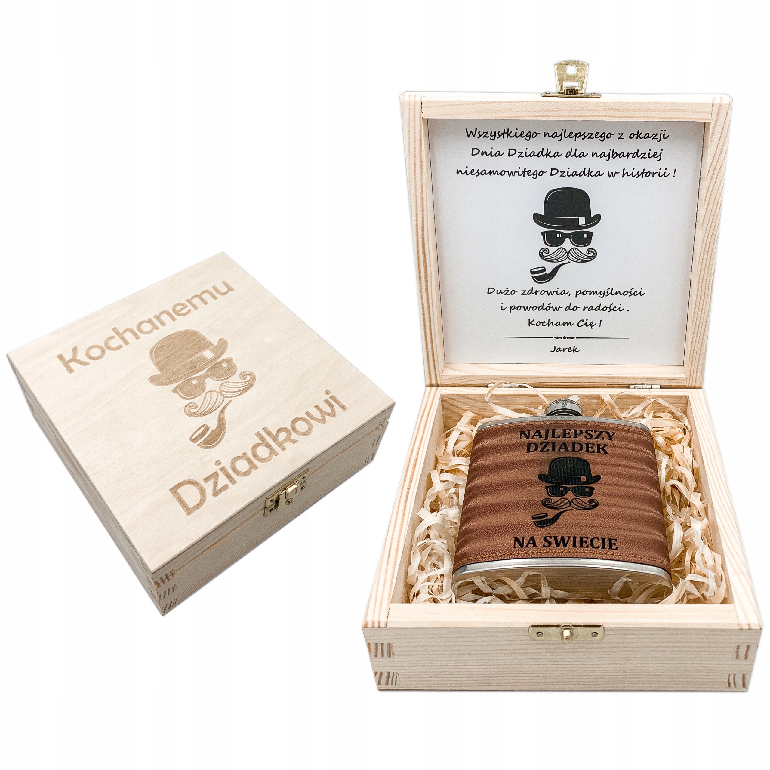 dárek Pro Dědečka Placatka S Gravírováním Dárkový Box Krabička Dřevěná